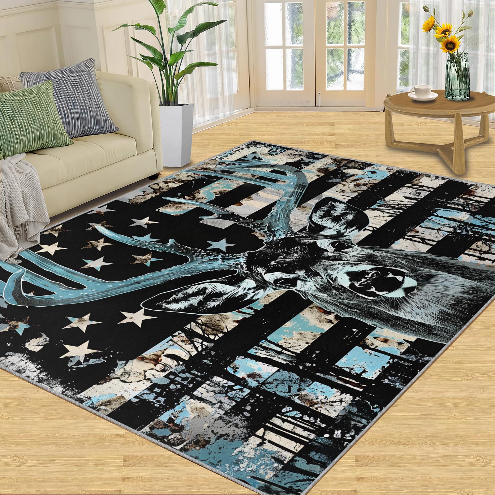 Tapetes De Baño Para Niños Con Diseño De Ciervo Y Camuflaje, Bandera Estadounidense, Cazador De Bosques, Decoración De Habitación De Niños Y Hombres, Alfombras De Baño Rústicas De Caza De Animales