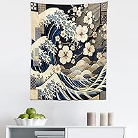 Vista 66 de Ambesonne Tapiz de isla tropical, olas del océano en la playa de Seychelles al atardecer horizonte, decoración de tela para colgar en la pared