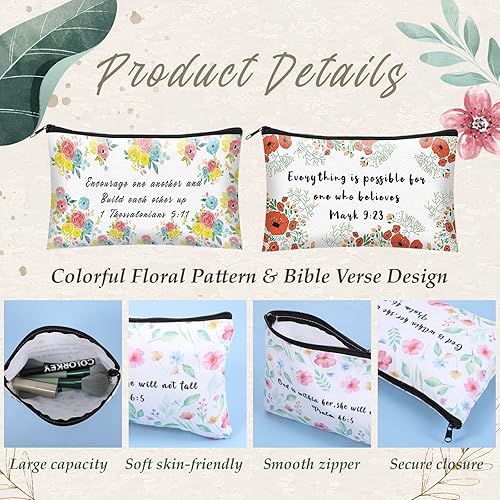 Miniatura 3 de Sabary 12 bolsas de maquillaje cristianas para el día de San Valentín, regalos para mujeres, a granel, versículos de la Biblia, bolsa de lápices