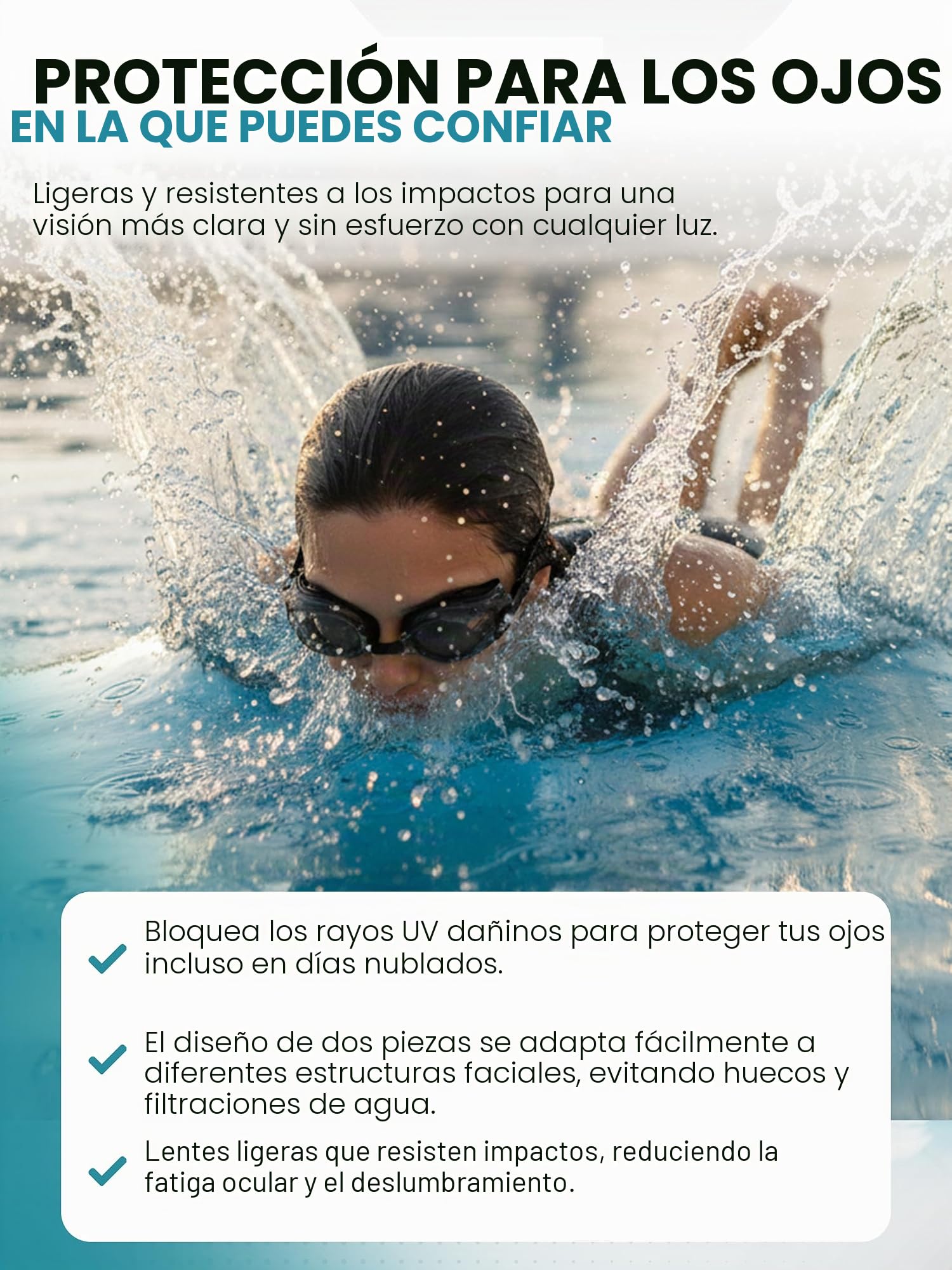 SPORTS WORLD VISION Gafas de natación ópticas | Unisex impermeables Gafas de buceo para adultos dioptrías positivas y negativas | Protección UV antivaho, visión nítida y gran angular | Ajuste cómodo