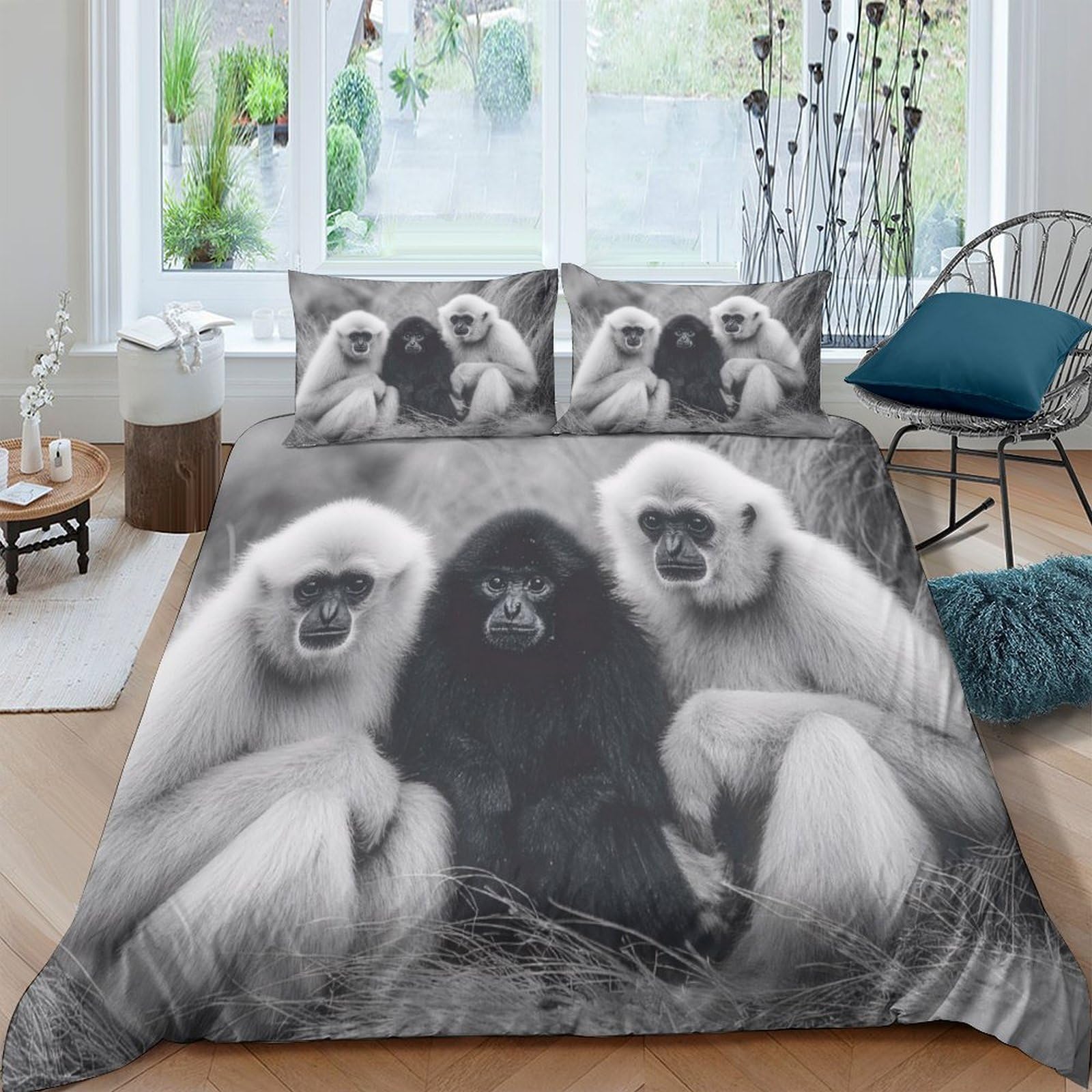 Unrxjzlvm Style-8 Monkey Print Microfiber Duvet Set Students Teens Decor