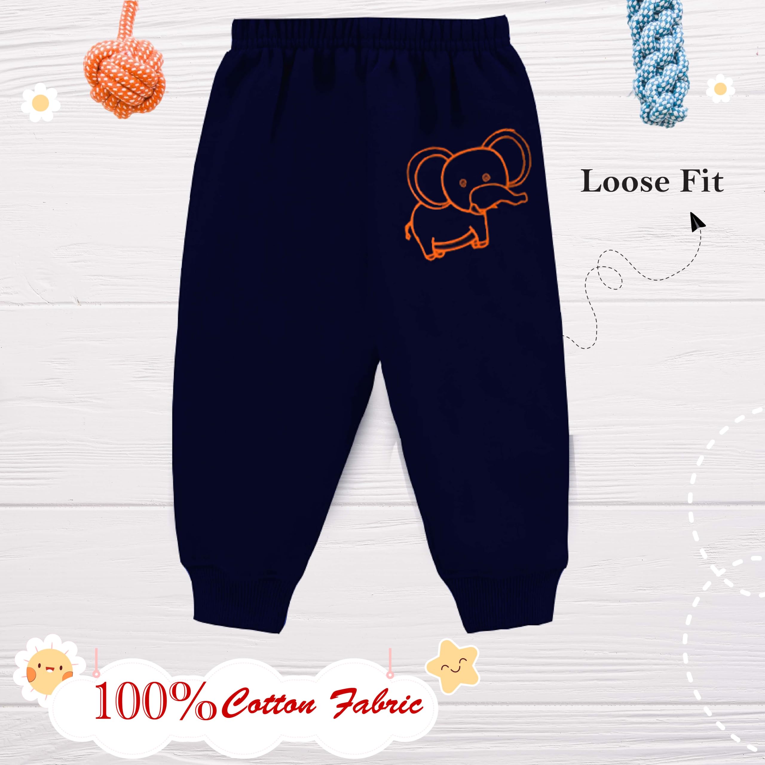 Chirsh Baby Boys & Girls Pyjamas Regular Fit Cotton Animal Printed Full Pants | Kids Pyjama | Track Pants | Infants Lower | Toddlers Joggers (Pack Of 5) 2 Years-3 Years 4
