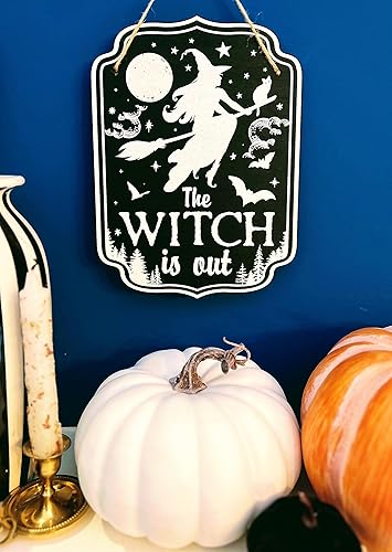 Miniatura 4 de Decoraciones de Halloween, decoración de otoño, decoración de bruja de Halloween, letrero de madera, decoración de pared, arte de pared