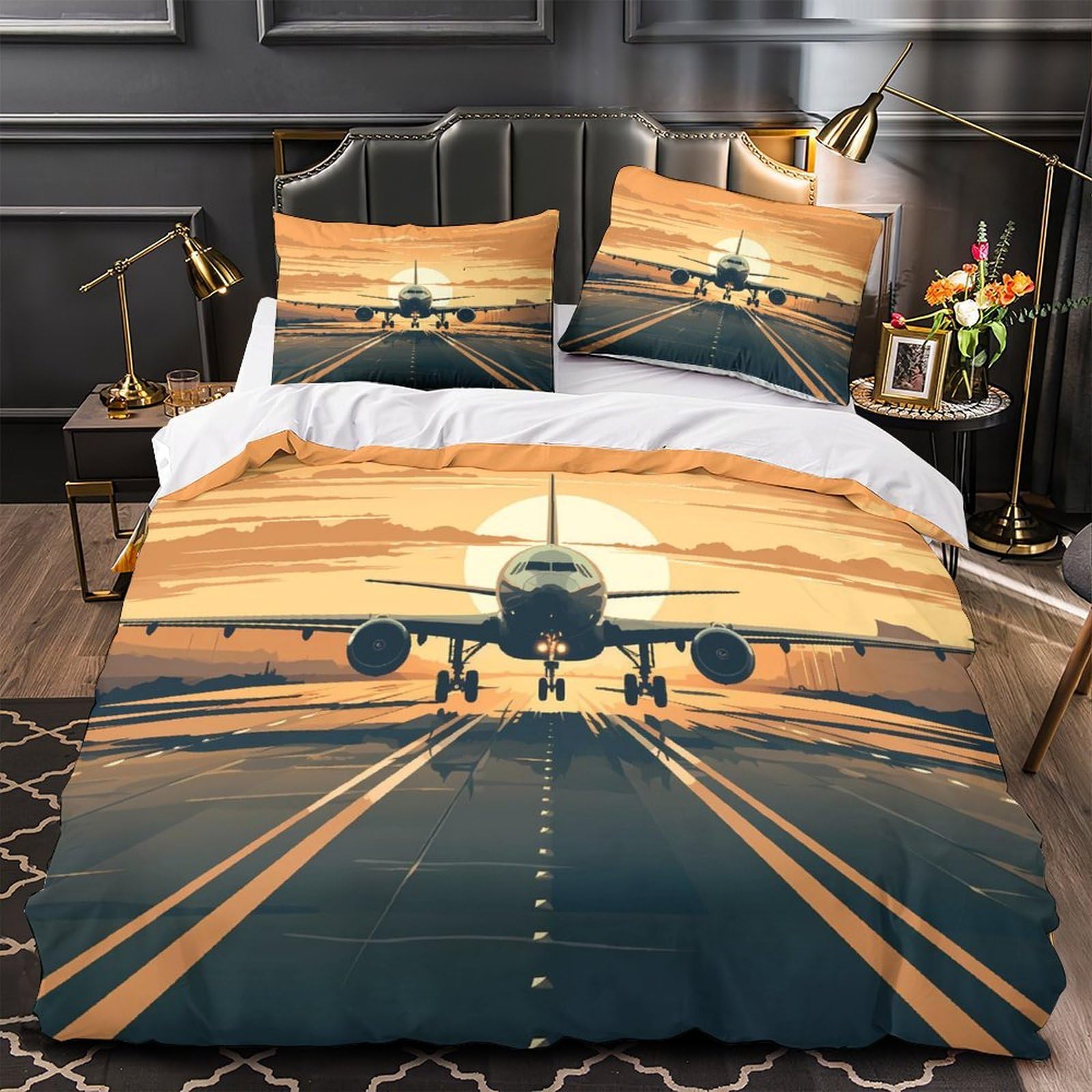Parure de lit avion microfibre 135x200 pour lit simple ado