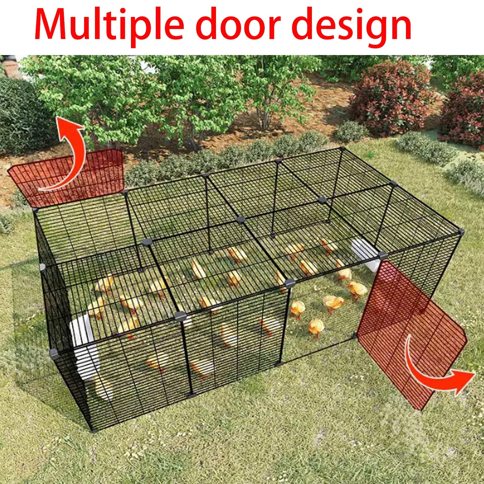 Recinto per Galline e Animali da Esterno in Metallo, Griglia 1,5cm, Copertura Superiore e Porta Laterale per Conigli, Porcellini, Anatroccoli