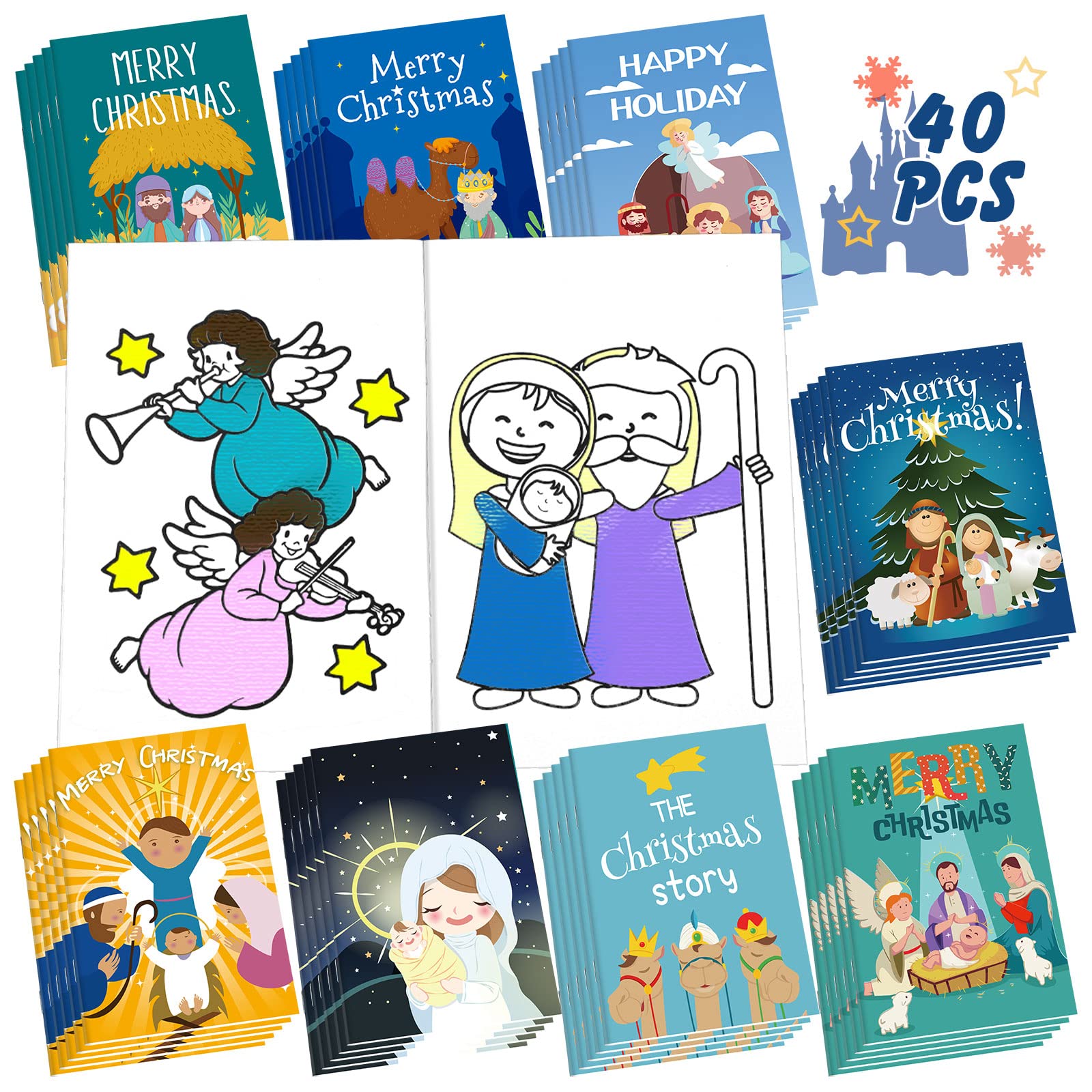 80 Pcs Christmas Nativity Coloring Books for Kids Christian Bible Drawing Book Nativity Story Kids Christmas Books Nativity Book Religious Prizes for Christmas Party Sunday School Church Bag Filler