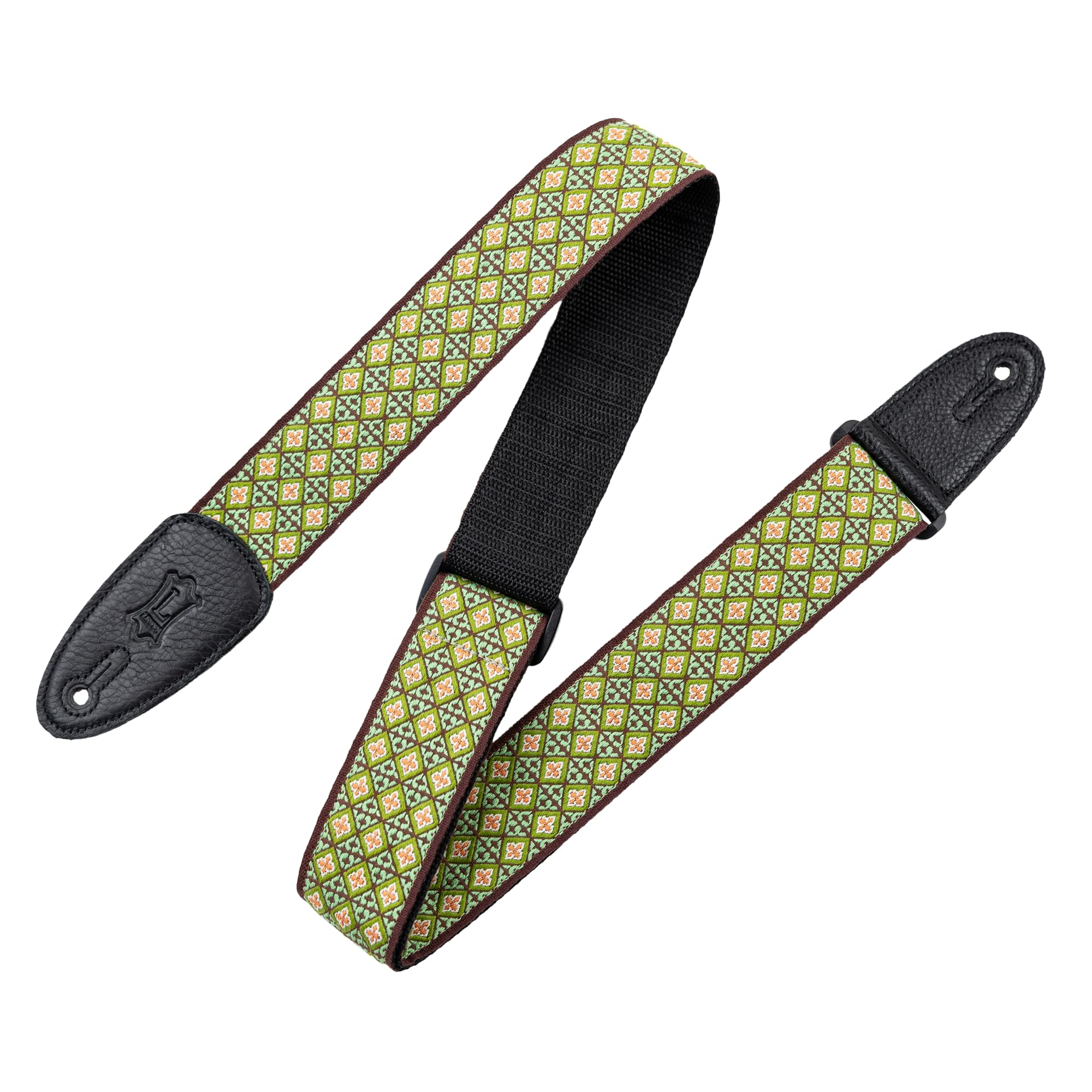 Levy's Leathers Original Hootenanny Series Guitar Strap | Jacquard Weave | Width 5 cm | Colour Green | (M8HT-25)