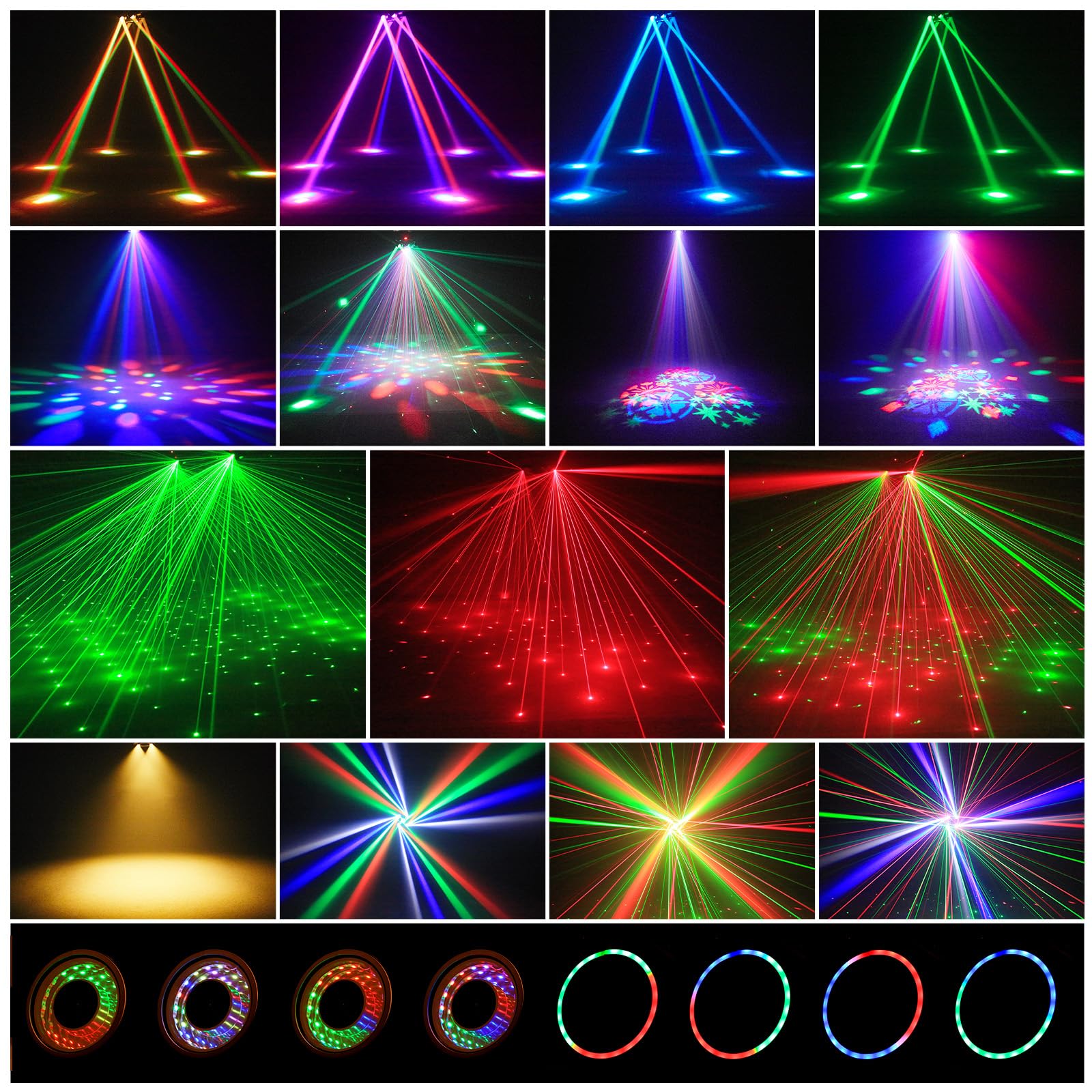 150W Teste Mobili LED da con DMX 512 6 Bracci Luminosi Effetti Luce RGBW Teste Mobili DJ Con Telecomando Perfetta Per Matrimoni Feste,Teatri e DJ