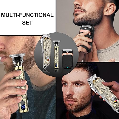 Miniatura 5 de Juego de cortapelos profesional para hombres, recortadores de peluquería recargables inalámbricos para cortar el cabello, afeitadoras eléctricas,