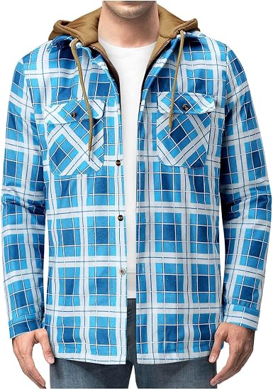MONISE Mens Warm Hooded Flannel Winter 