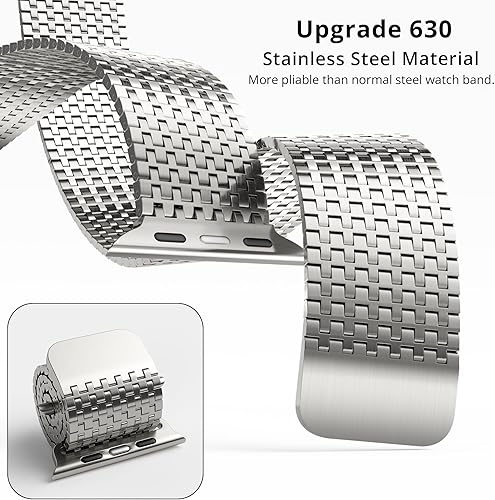Miniatura 5 de LULULOOK Compatible con Apple Watch Band de 4945444241401.496 in, para mujeres y hombres, correa de malla de acero inoxidable con cierre magnético,
