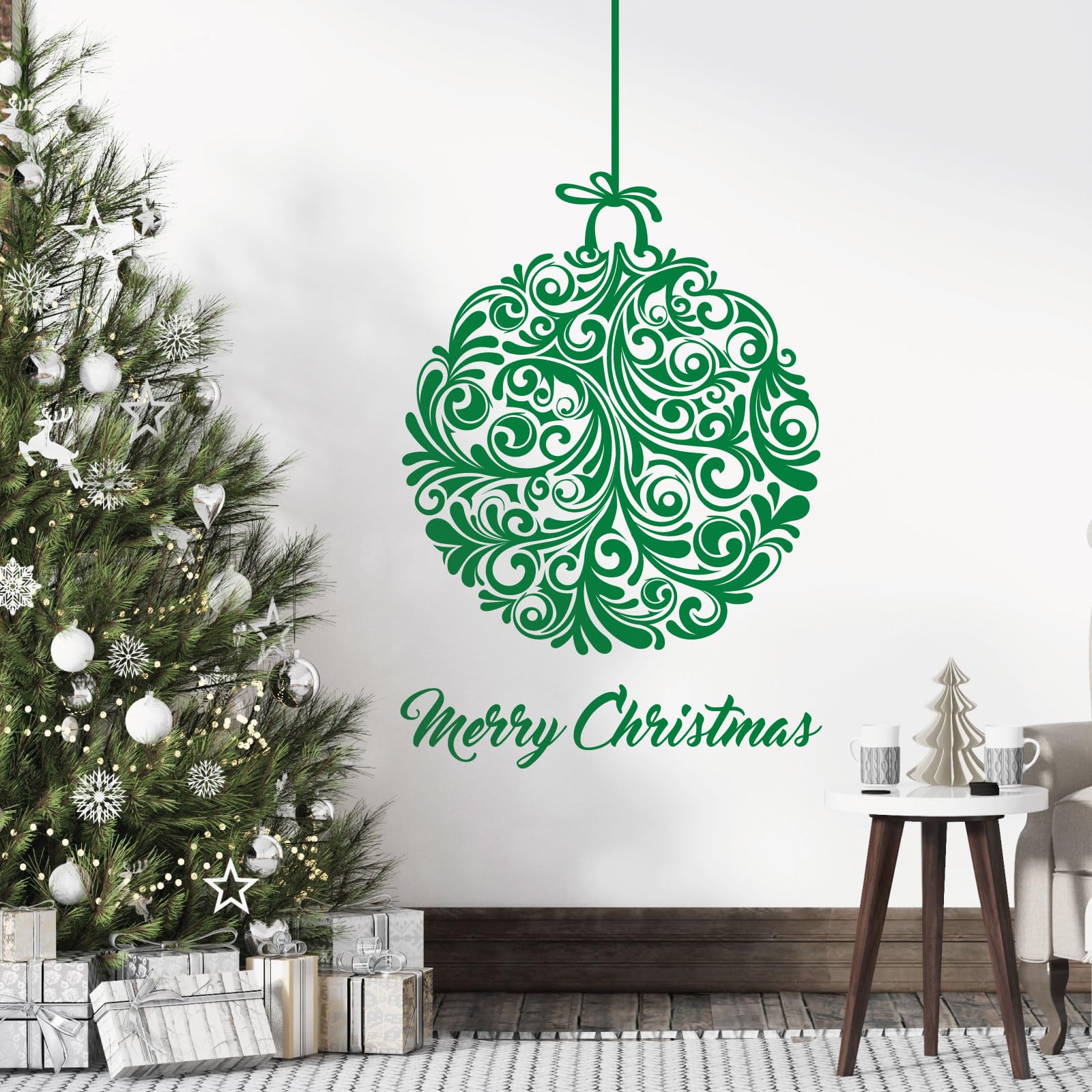 Christmas Tree Swirl Ball - Merry Christmas Wall Sticker [Ball] [Meadow]