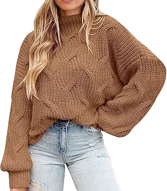 PRETTYGARDEN Women's Fall Oversized Pullover Sweaters Casual Crewneck Long Sleeve Chunky Cable Knit Tops Winter Clothing