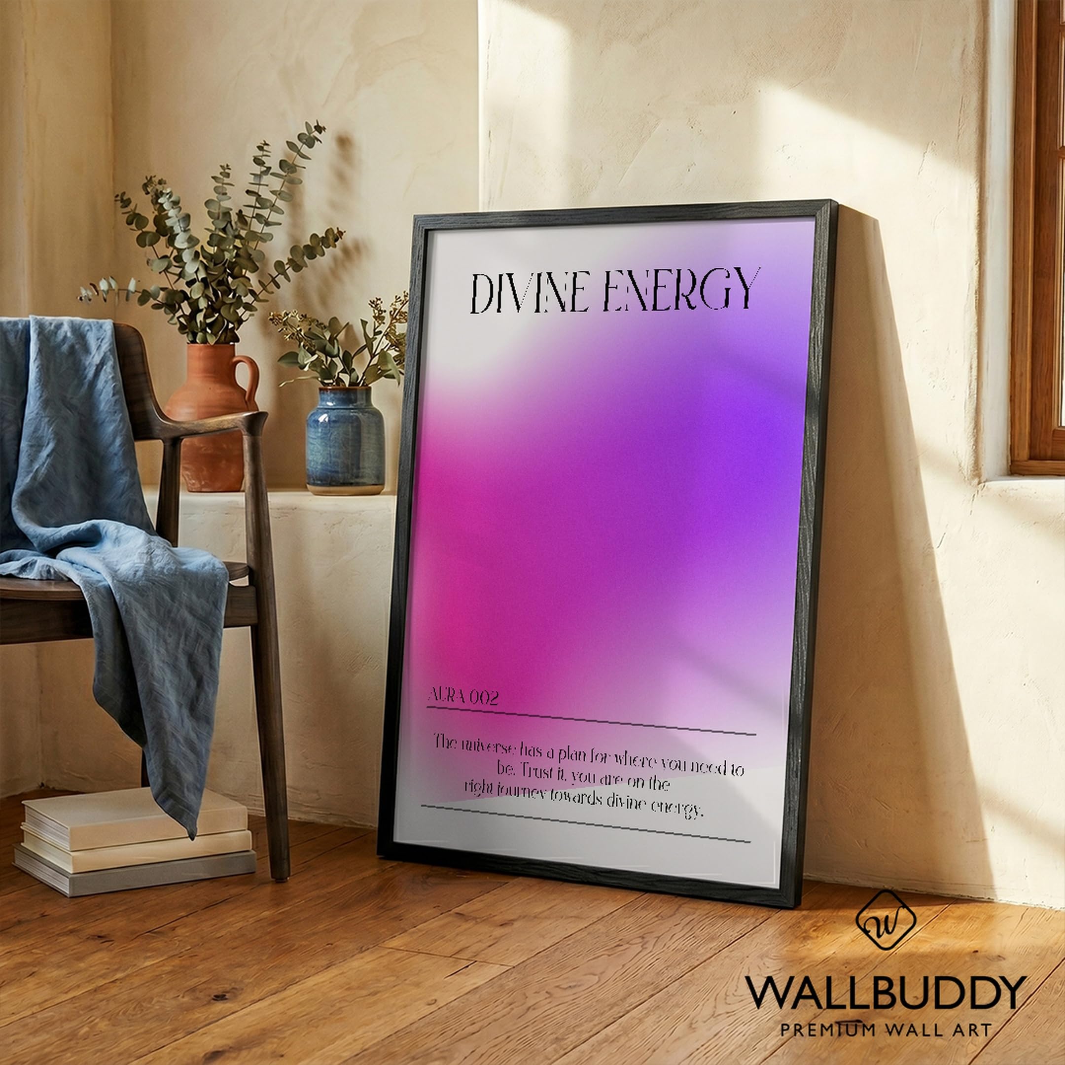 Wallbuddy Stampa d'Arte Mura Gradient Energetico (30 x 40 cm, Cornice nera)