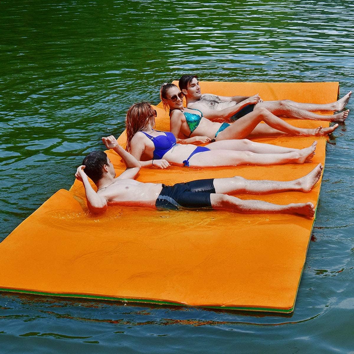 Goplus 12' x 6’ Floating Water Pad, 3Layer TearResistant XPE Foam Mat