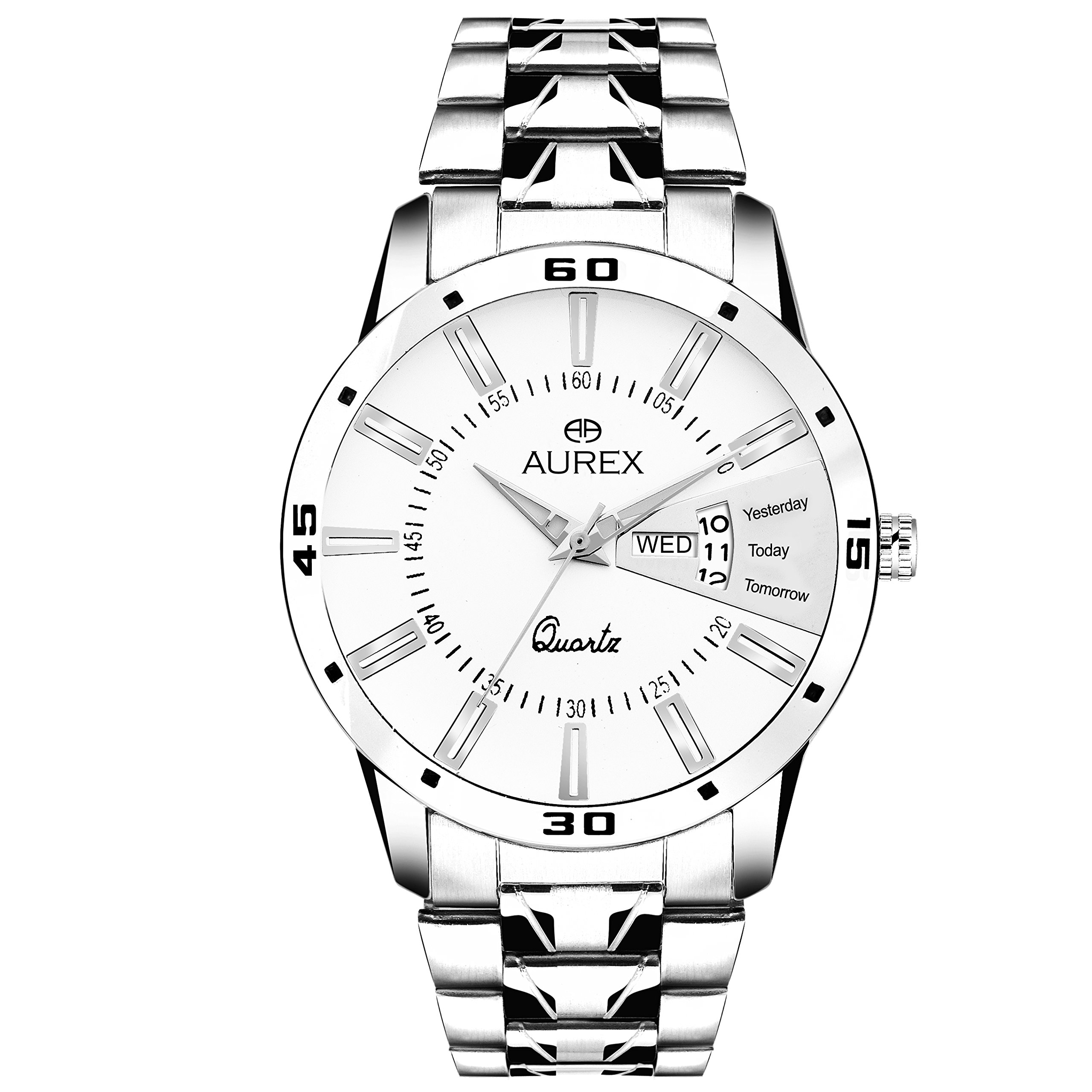 AUREX Analogue Mens Watch (White Dial Silver Colored Strap) (B07CGL3MN4) Amazon Price History, Amazon Price Tracker