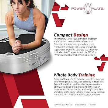 Power Plate Move Vibration Plate Machine - Professional Whole Body Vibration Platform for Home Gym, Weight Loss & Recovery - Compact Design with PrecisionWave Technology, 6 Modes & 300lb Capacity