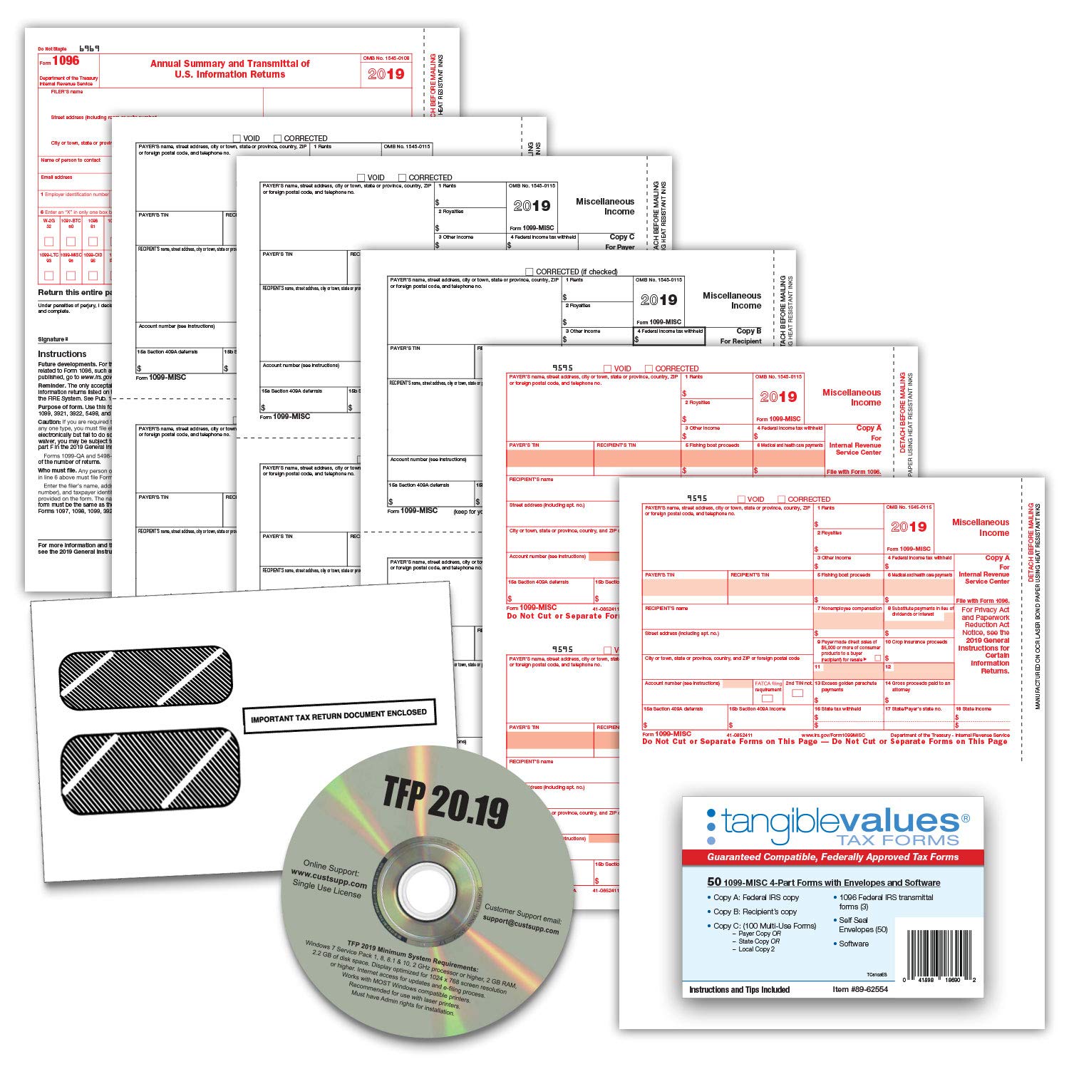 Tangible Values 4 Part Kit With Envelopes Tpf Software Included 50 Pack 1099 Misc Tax Forms 19 Home Garden Office Products Avekshahospital Com