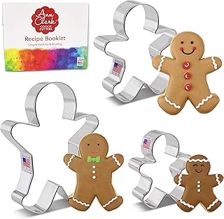 Sponsored Ad - Ann Clark Cookie Cutters 3 Piece Gingerbread Man Cookie Cutter Set with Recipe Booklet, 2.9", 3.75", 5"