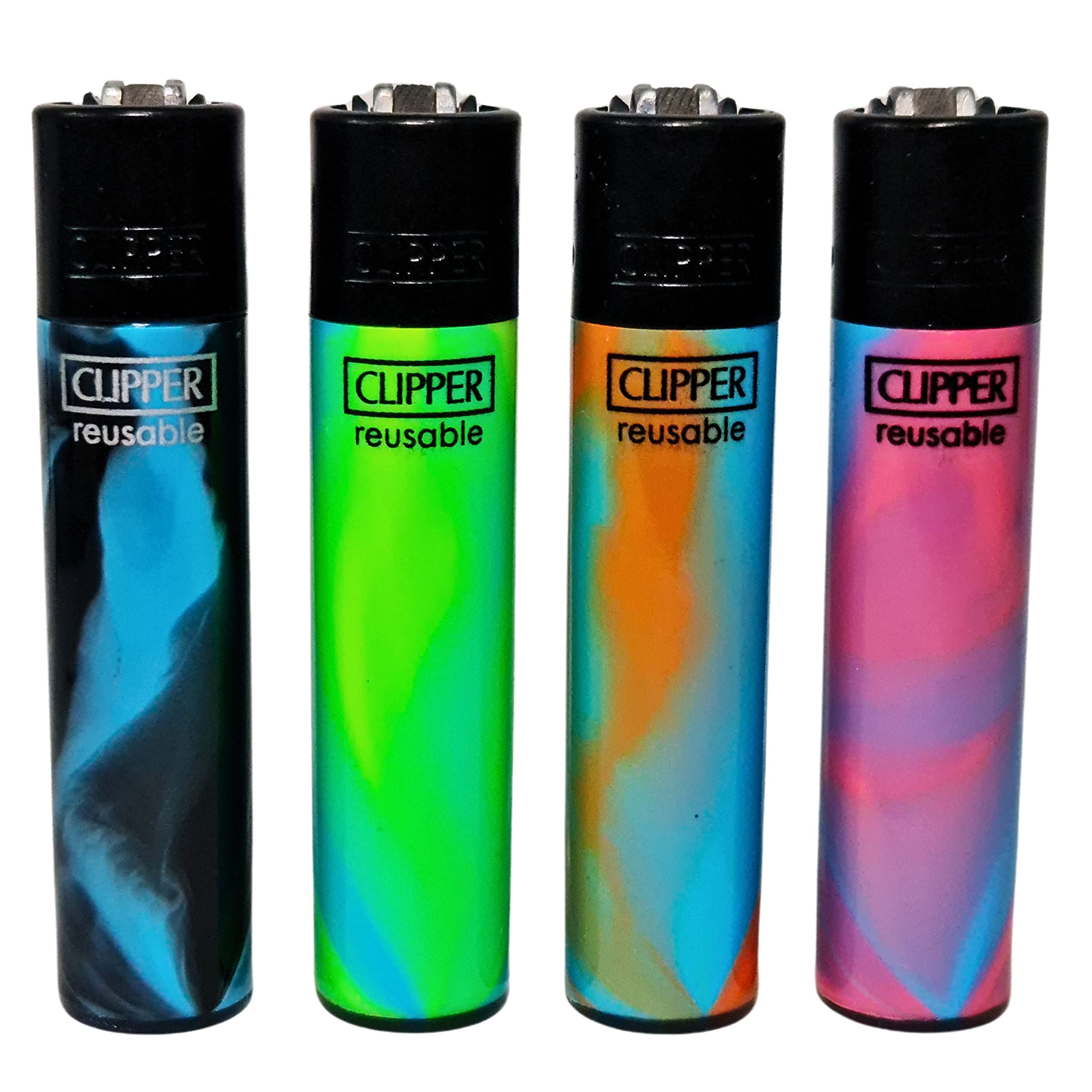 Zactly Dark Nebula Multicolor - 4 X Clipper Lighter Dark Nebula Set Gas Refillable Lighters Rare Limited Edition