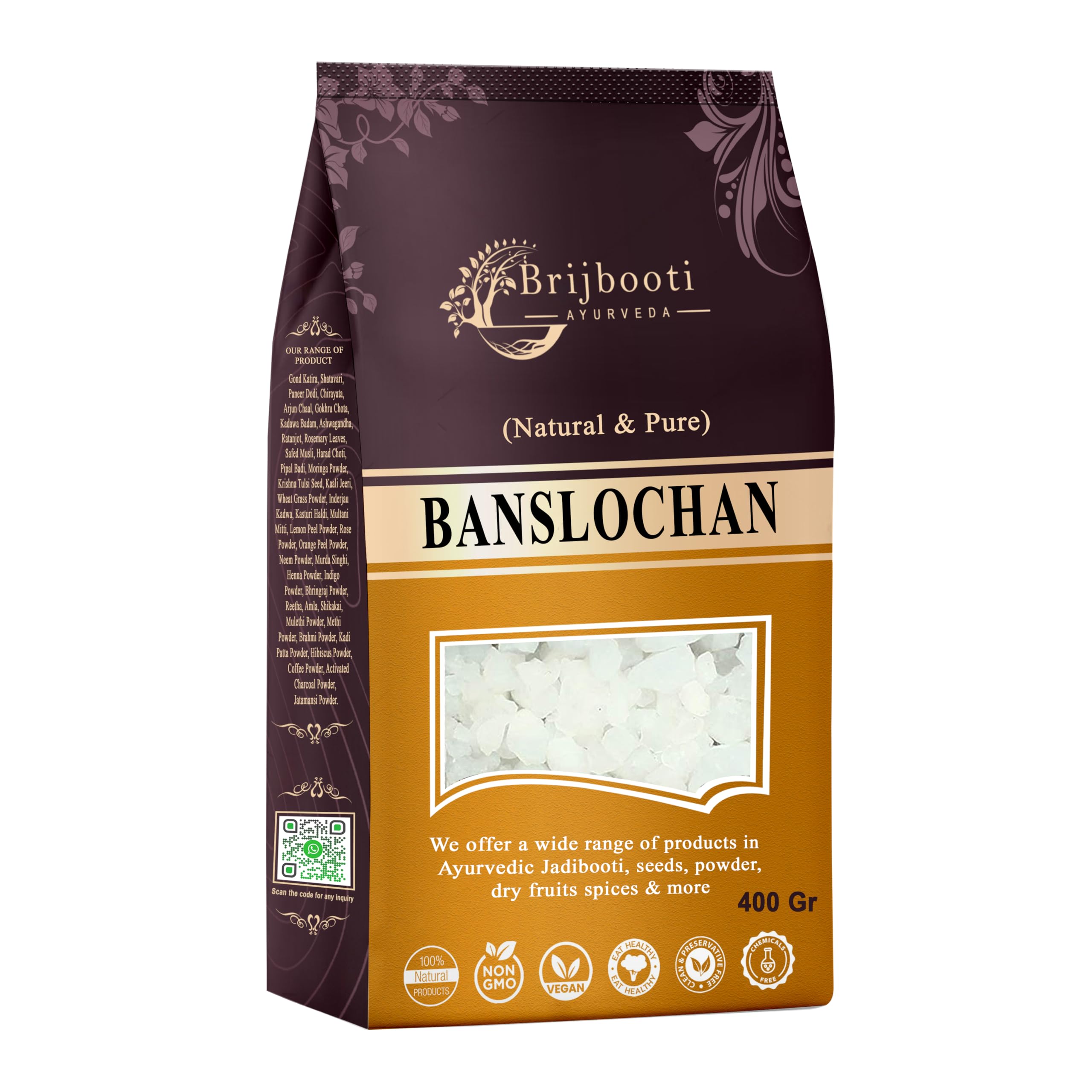 Brijbooti Banslochan - Tabashir - 400g | Vanslochan For Strengthen Bones & Hair Roots | For Eating, Weak Bones, Wrinkles, Cough, Frizzy Hair, Dry Skin (B0D8JJB5NP) Amazon Price History, Amazon Price Tracker
