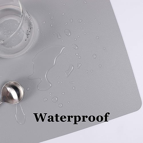 Miniatura 4 de Manteles individuales lavables de cuero, impermeables, resistentes al calor, fáciles de limpiar, para mesa de comedor, mesa de cocina (4, gris