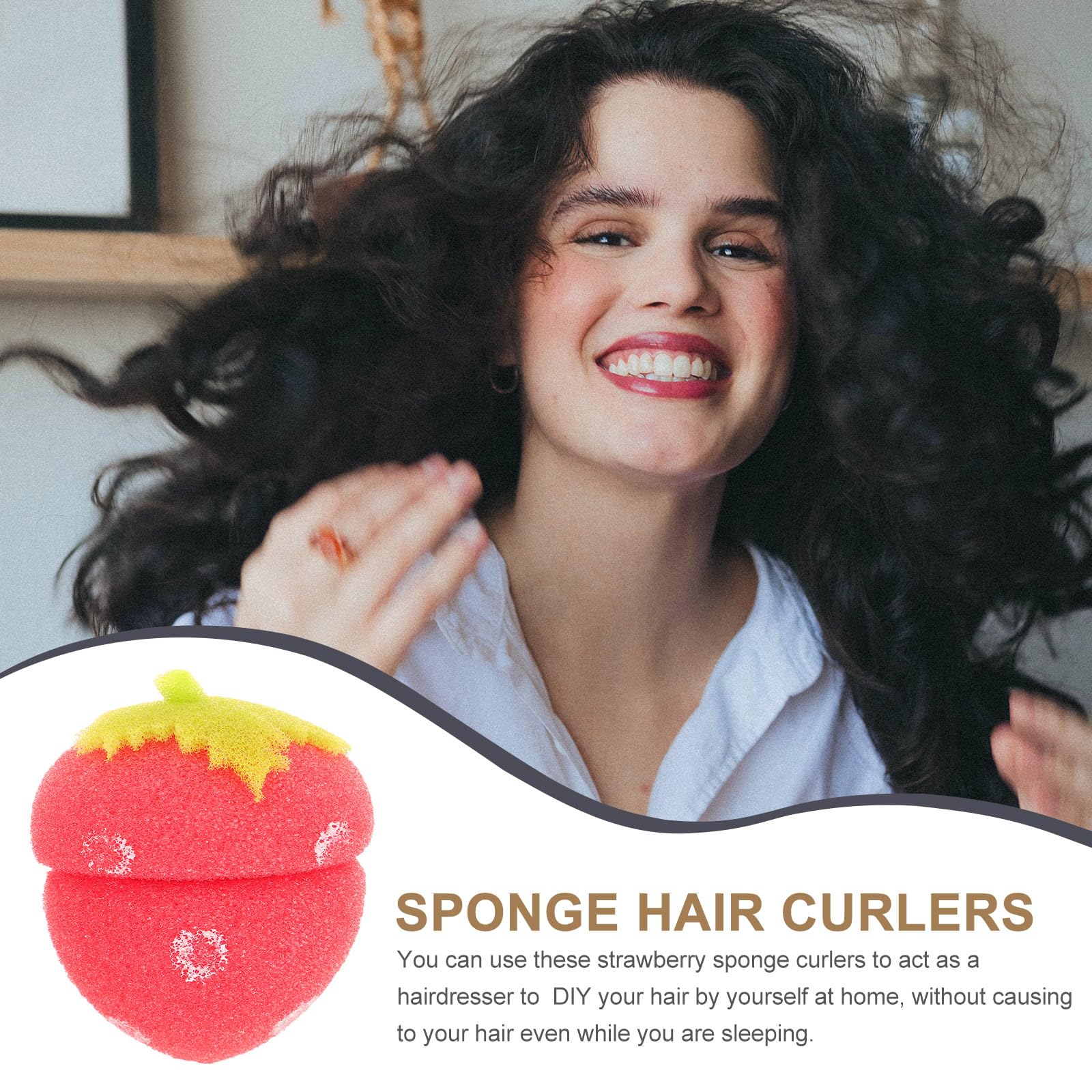 Healifty Sponge Strawberry Shaped Hair Curlers - 12pcs (Red), 1 count (Pack of 12) - Image 3