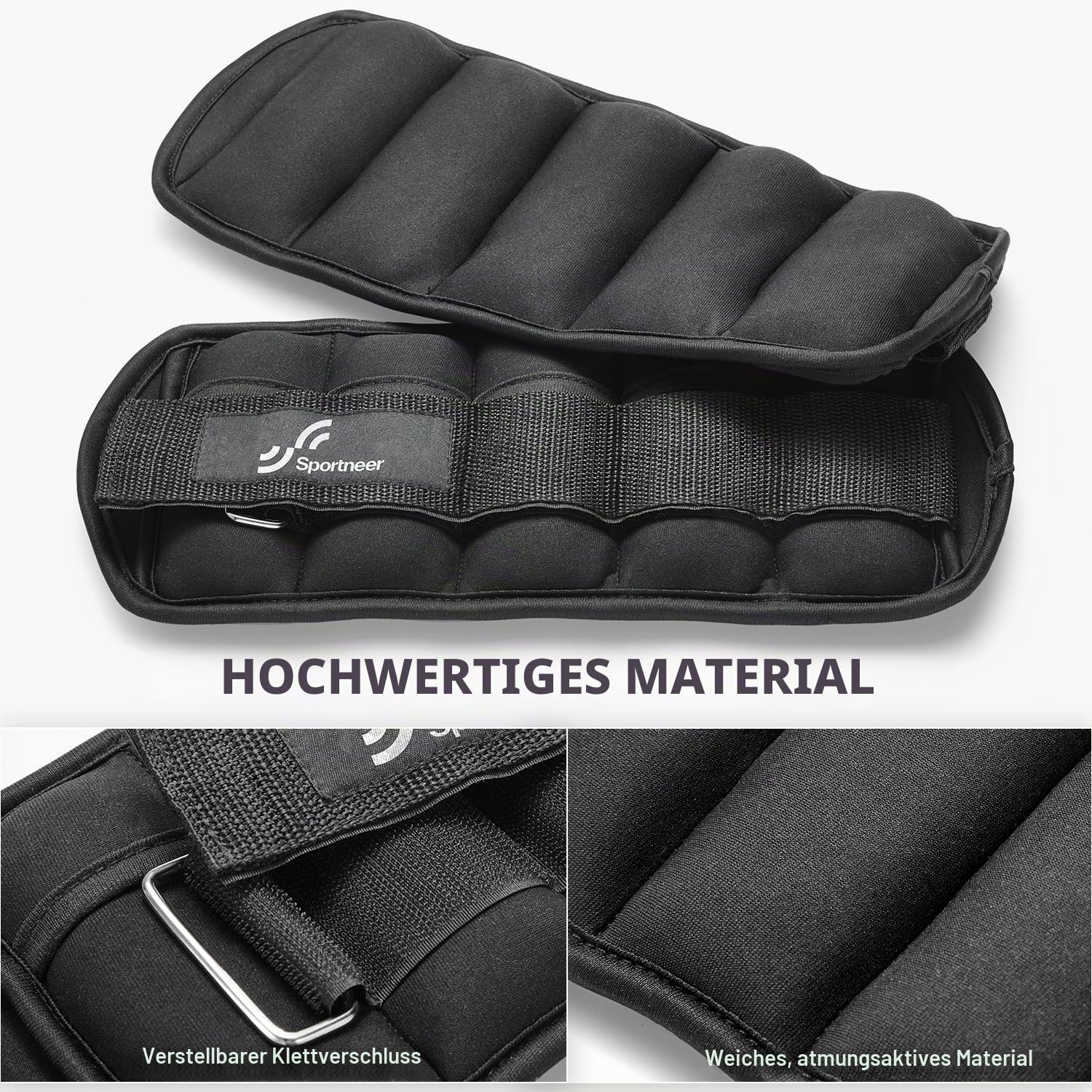 Sportneer Verstellbare Gewichtsmanschetten für Füße oder Handgelenke, 0,7–3 kg pro Knöchel, 1,4–6 kg pro Paar