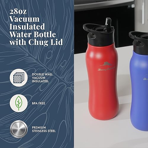 Miniatura 3 de Tommy Bahama Botella de agua aislada al vacío con tapa para beber, acero inoxidable de doble pared, sin BPA, mantiene las bebidas calientes durante