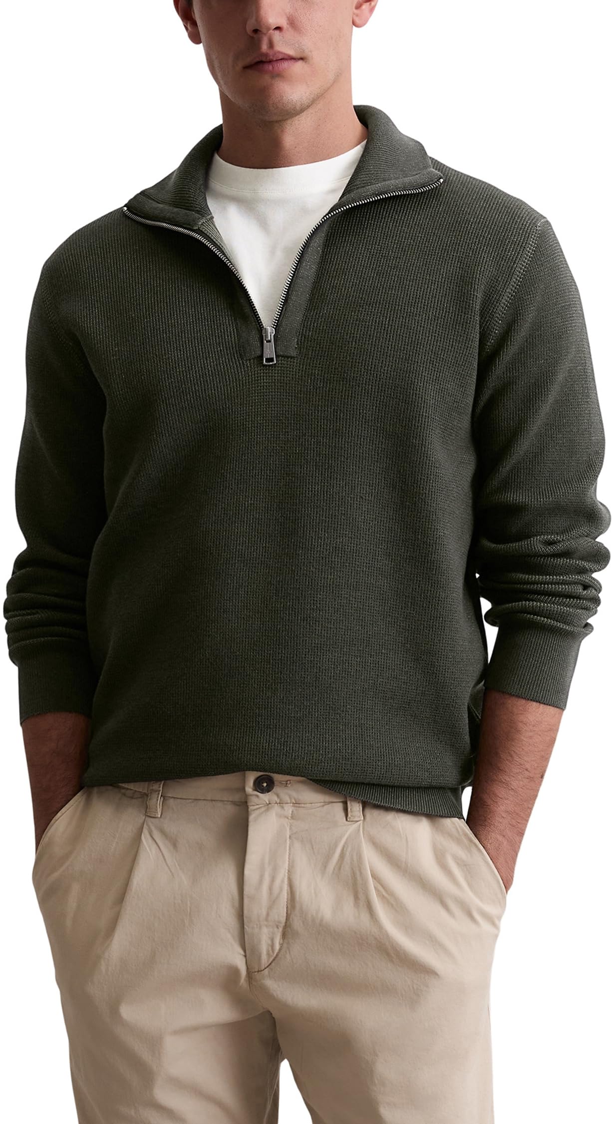 Marc OߴPolo Herren Troyer mit geripptem Kragen Regular Fit