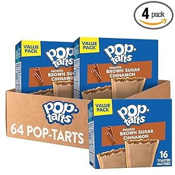 Pop-Tarts Toaster Pastries, Breakfast Foods, Kids Snacks, Value Pack, Frosted Brown Sugar Cinnamon (64 Pop-Tarts)
