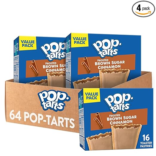 Pop-Tarts Toaster Pastries, Breakfast Foods, Kids Snacks, Value Pack, Frosted Brown Sugar Cinnamon (64 Pop-Tarts)