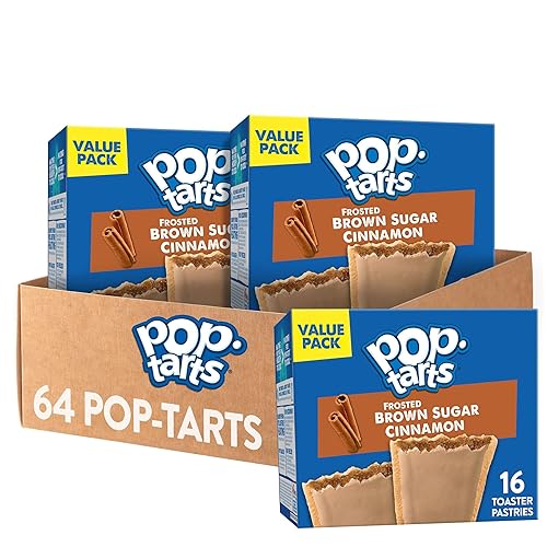 Pop-Tarts Toaster Pastries, Breakfast Foods, Kids Snacks, Value Pack, Frosted Brown Sugar Cinnamon (64 Pop-Tarts) - Brown Sugar Cinnamon - 27 Ounce (Pack of 4)