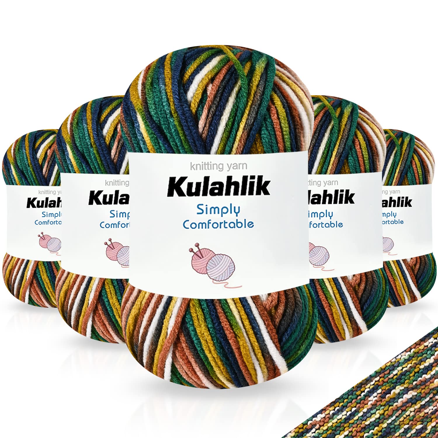 250g(5x50g) Acrylic Yarn for Crochet/Knitting, Colorful Gradient Yarn Thread, 5 Rolls Skeins, Perfect for Any Knitting Crochet and Crafts Mini Project — view 80