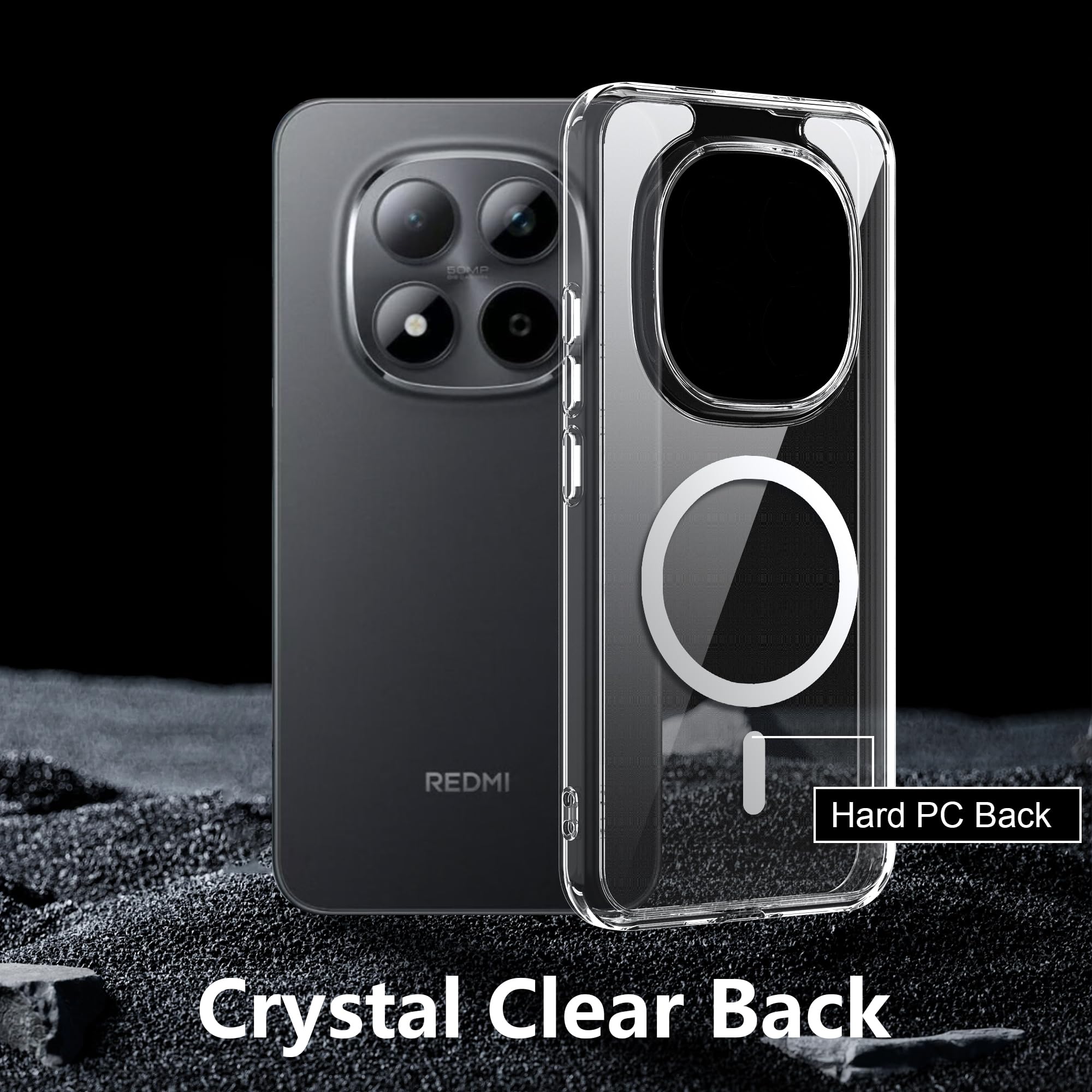 Fitudoos Cover per Xiaomi Redmi Note 15 pro 5G, Compatibile Con MagSafe, Custodia protettiva antiurto per cellulare, anti-ingiallimento, anti-olio e anti-graffio Cover- Trasparente
