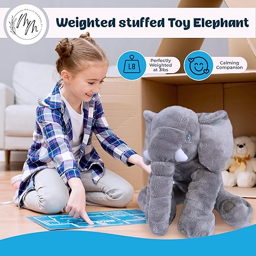 Miniatura 3 de Mello Mammalz Animal de peluche con peso de 3 libras  Juguete de elefante de peluche  Animales de peluche con peso para niños y adultos  Lindo