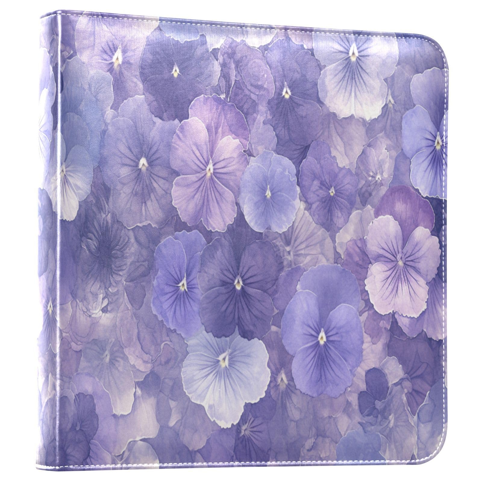 Kigai Purple Flowers Photo Album Self Adhesive Scrapbook Album Leather Cover DIY Picture Scrap Book with 20 Adhesive Sheets, 11.8x24x0.8 inch