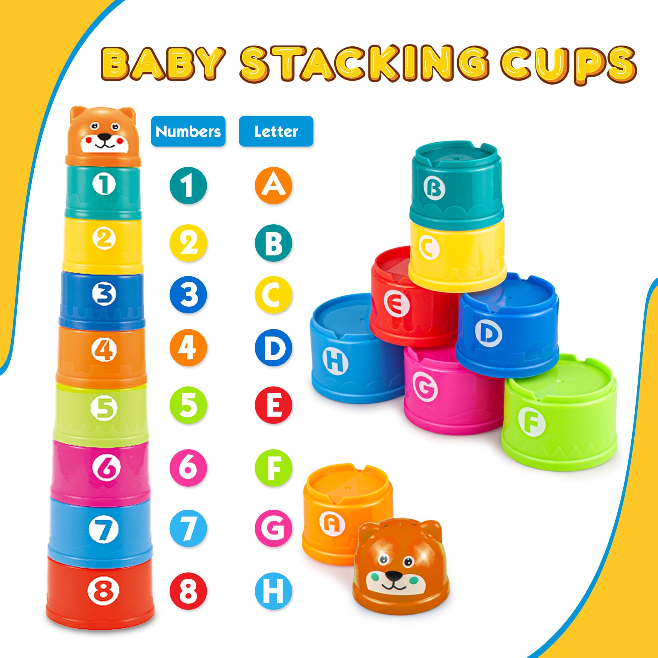Juguetes para bebés de 6 a 12 meses, juguete Montessori para bebés de 6 a 12 meses, incluye bloques de construcción suaves y juguete de cuerda de silicona y cubo sensorial y bola de Manhattan y 2 7