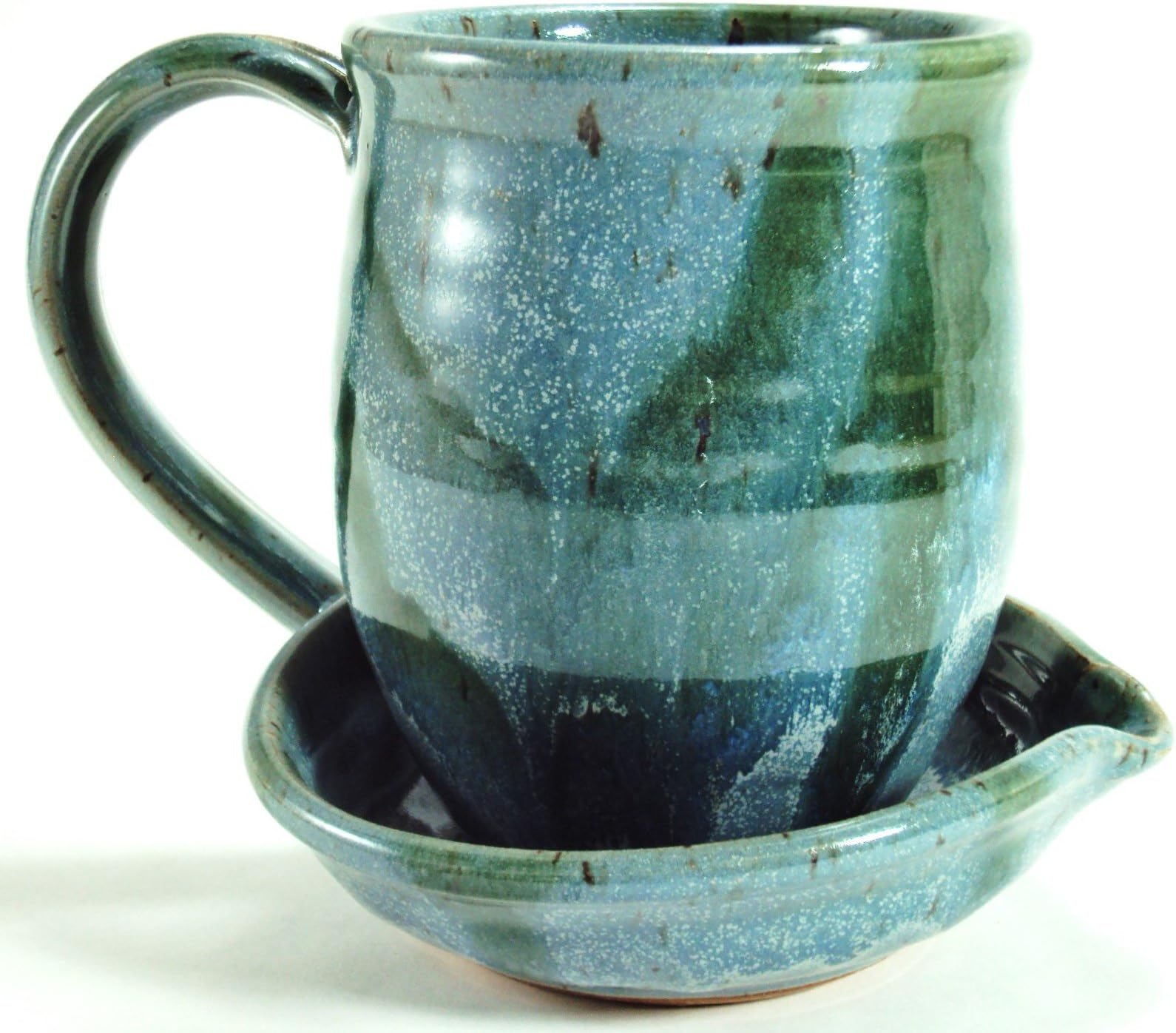 Midnight Sun Pottery Ceramic Microwave Bacon Cooker - Glacier with Green