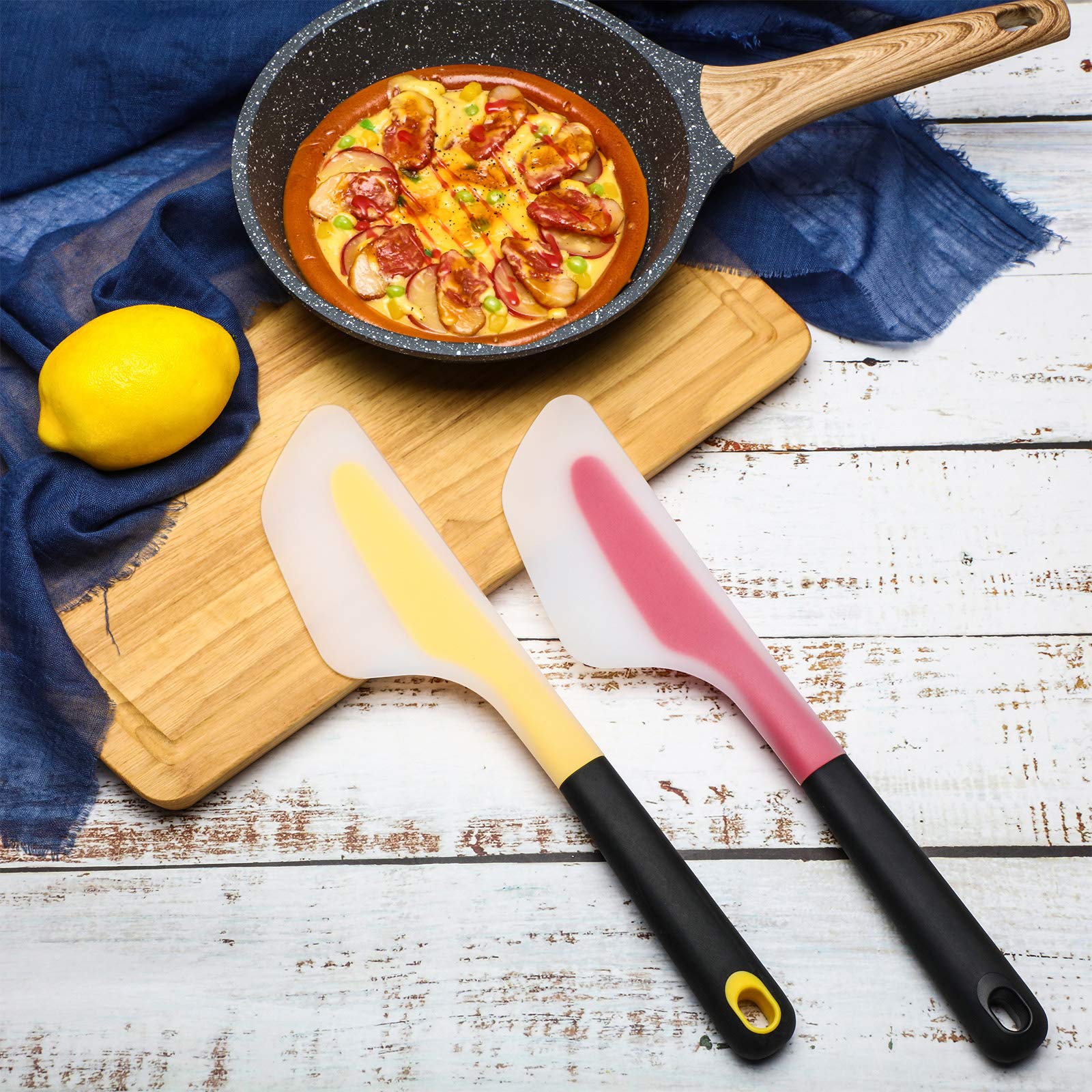 2 piezas de espátula de tortilla de cocina volteador de silicona abatible y plegable para tortilla de cocina, tortilla y crepes de panqueques (rojo y amarillo) 5