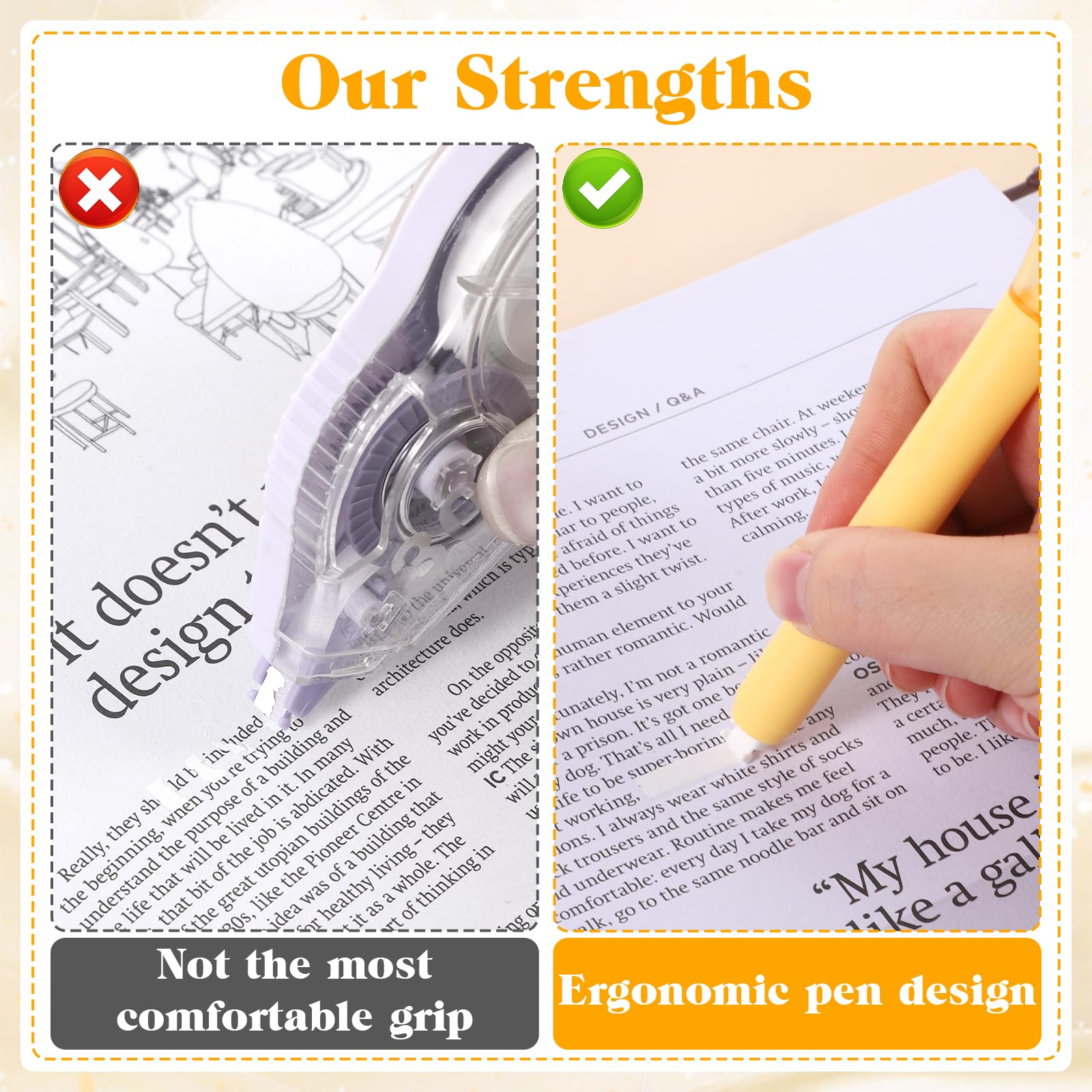 Bruislard Correction Tape Pens, Push Pull Protective Case, Comfortable Pen Shape, Instant Applicator (Correct Tape Core Size 1/2" x 27.5") 6 Pack 3