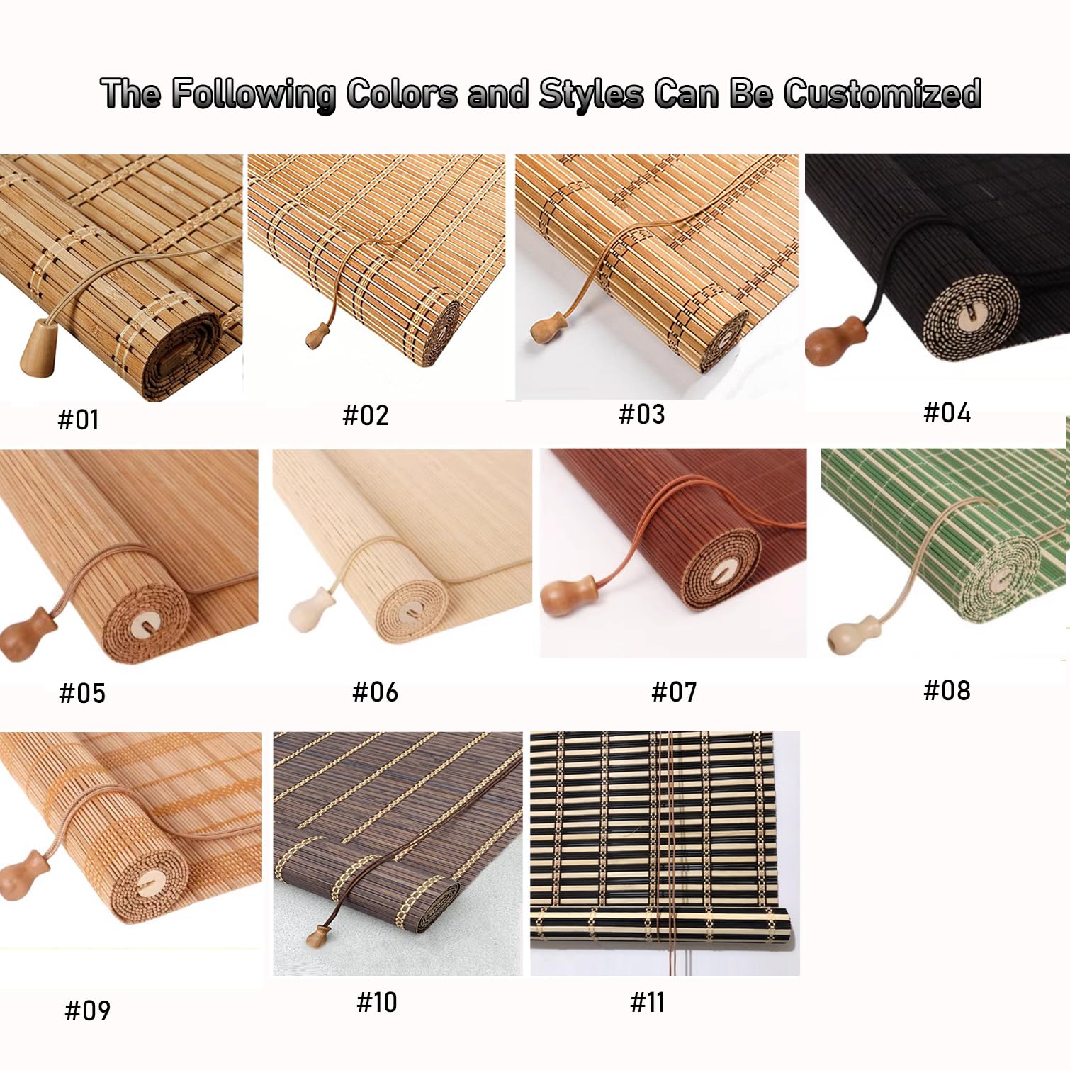 Store Enrouleur Rétro en Bambou,Store Venitien Bois,Rideau Occultant Fenetre,Protection Solaire,Tirage Latéral,pour Intérieur/Extérieur,Personnalisée,Largeur x Hauteur (110cm x 100cm)