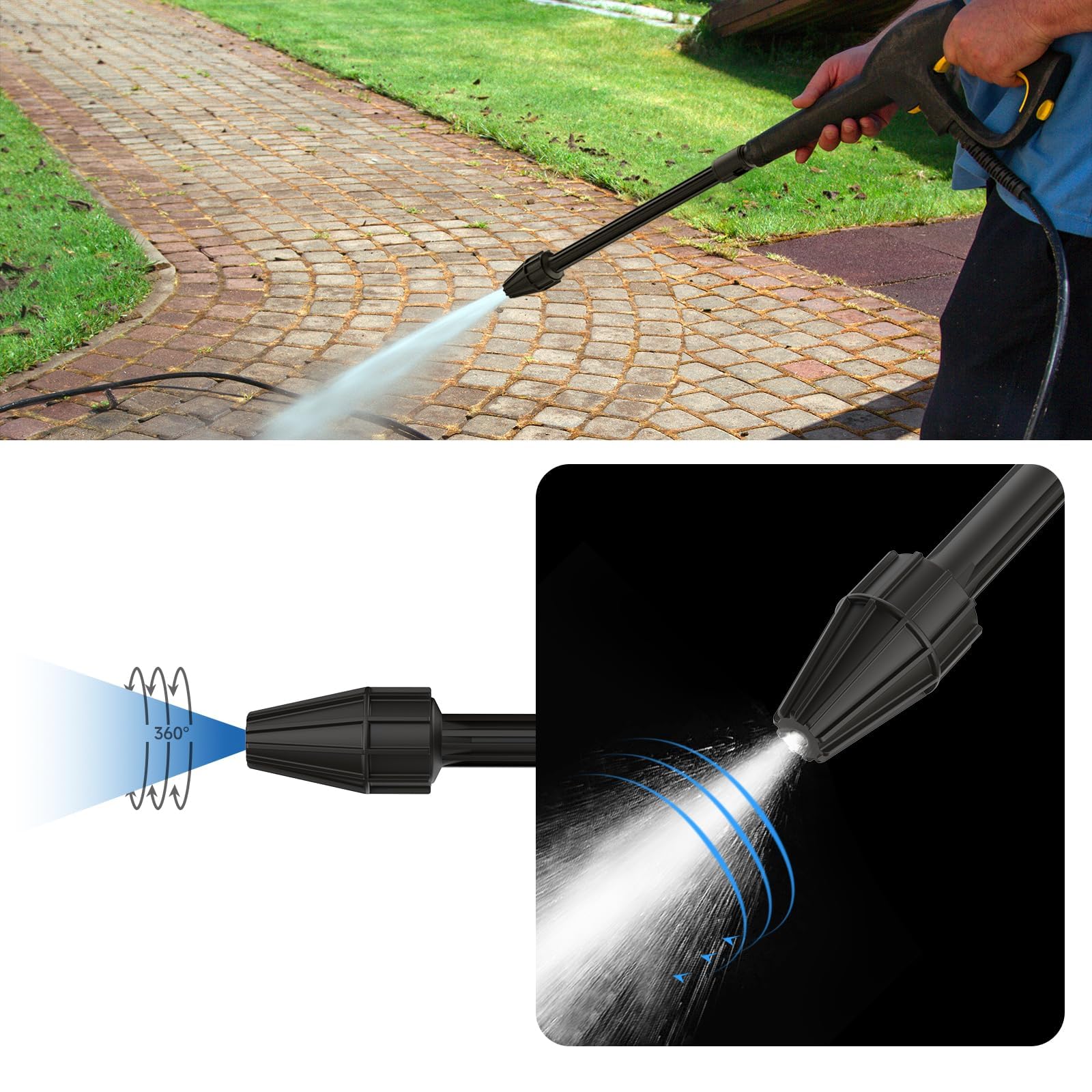 OHAYORI Lancia Dirt Blaster per Karcher, Lancia Spruzzo per Lavor/Parkside idropulitrice, 160 Bar Ugello di Prolunga Turbo per Karcher Serie K2 K3 K4 K5 K7 Accessori Idropulitrici