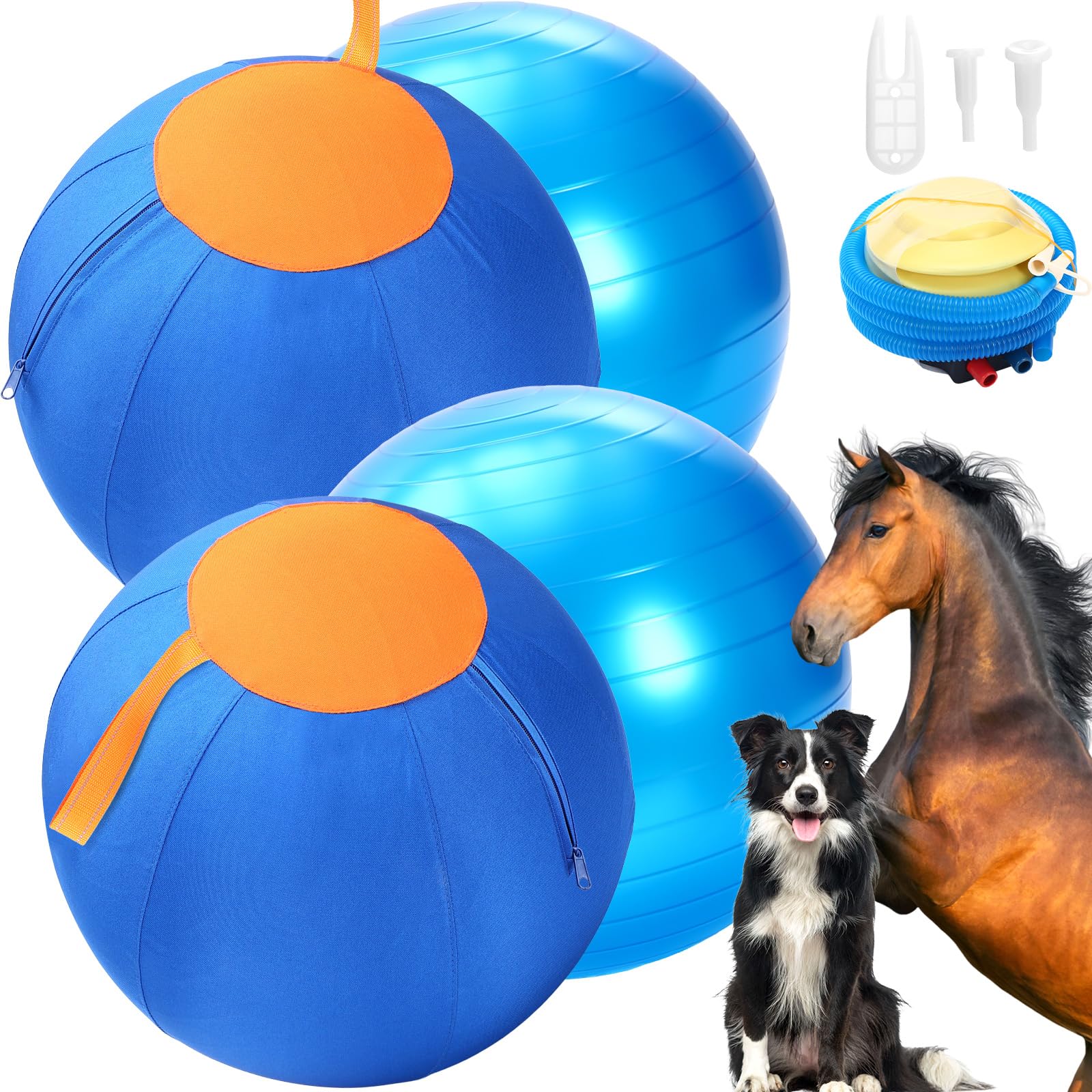 2 Set 17 Inch Herding Ball for Dogs Dog Herding Ball with Oxford Cloth Cover Pump Tool Agility