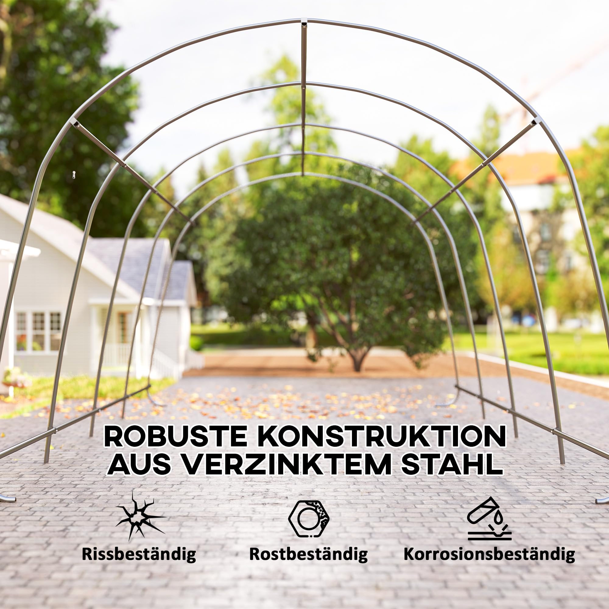 Outsunny Carport Zeltgarage 3x6m Wasserdichtes Lagerzelt mit abnehmbaren Seitenwänden großer Rolltor Bogendach, UPF50+ Winterfest Garagenzelt UV-beständig Unterstand für Auto SUV Boot, Dunkelgrau