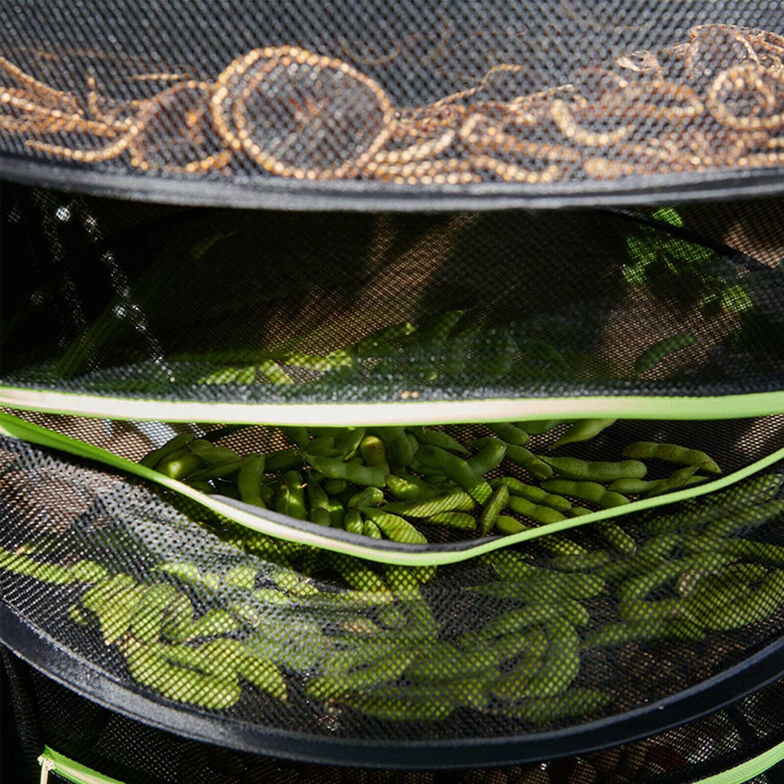Bysameyee kruiden droogrek, hangend plantendrogernet, 2ft zwarte inklapbare gaasbakken (6 lagen