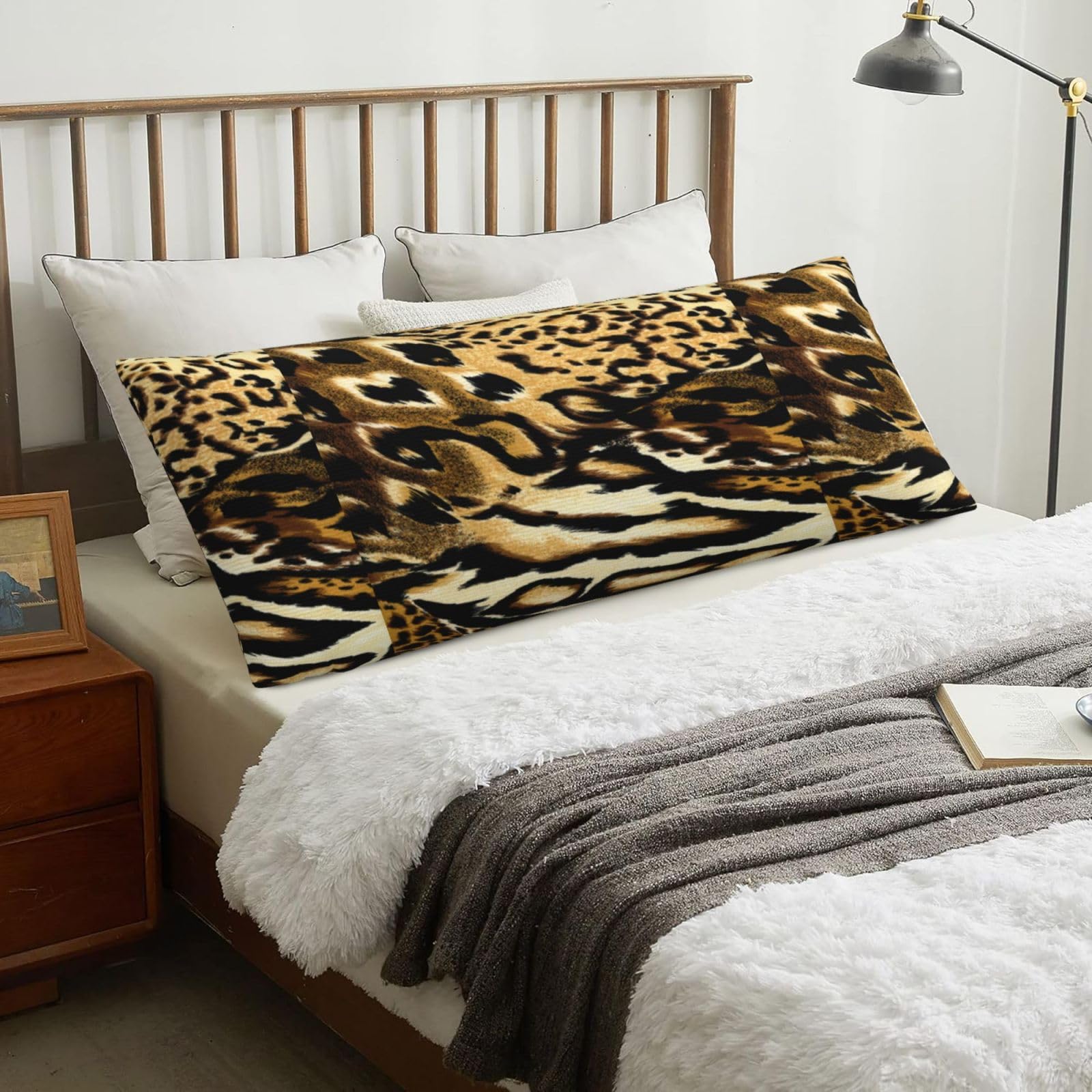 Leopard Lion Tiger Skin Fur Brindle, Body Pillow Cover with Zipper,Long Body Pillowcase 20 x 60 in