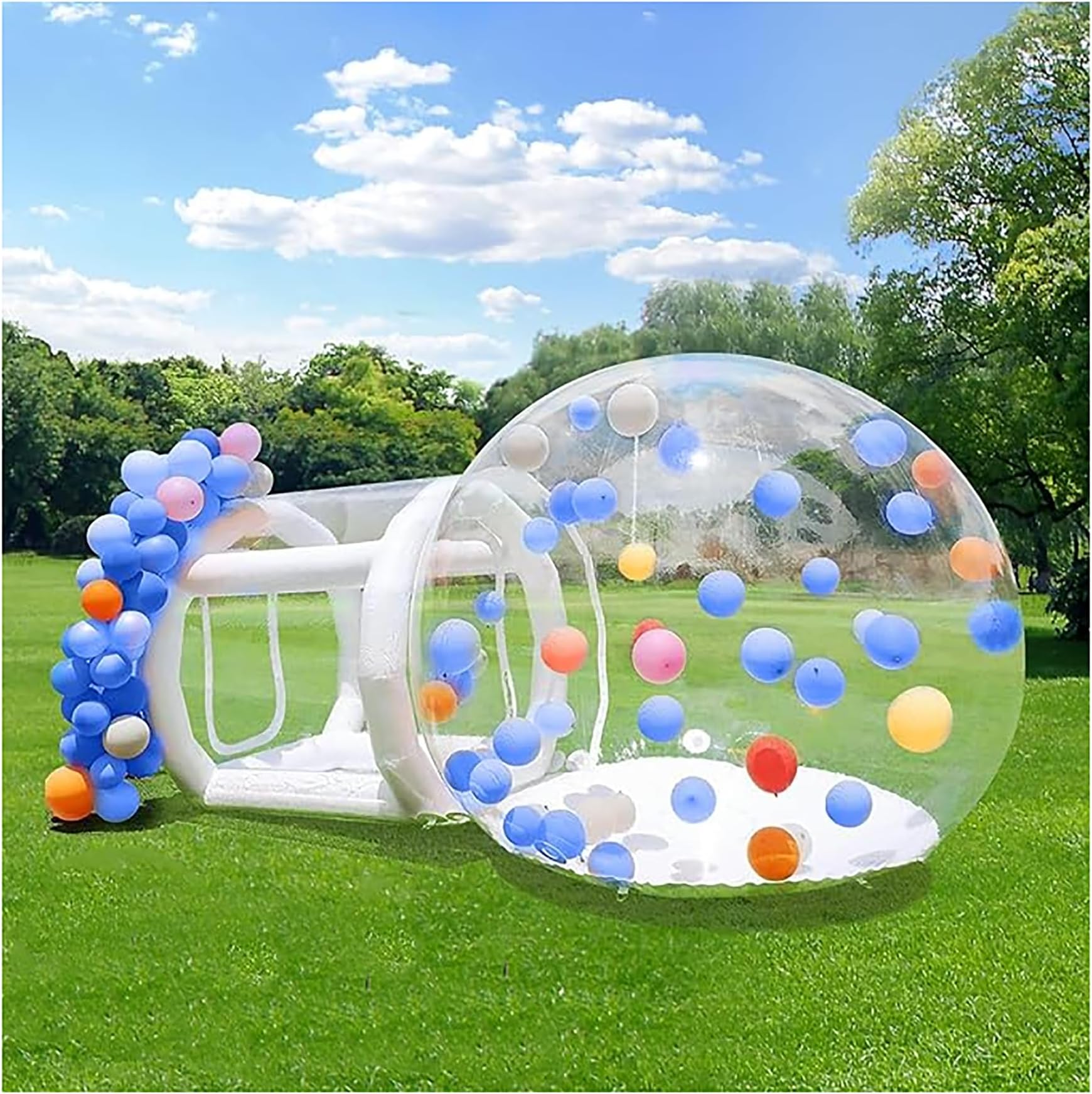 GenericInflatable Balloon Dome Tents Clear PVC Bubble Balloon House with Tunnel Bubble Tent Dome Playground Set,B