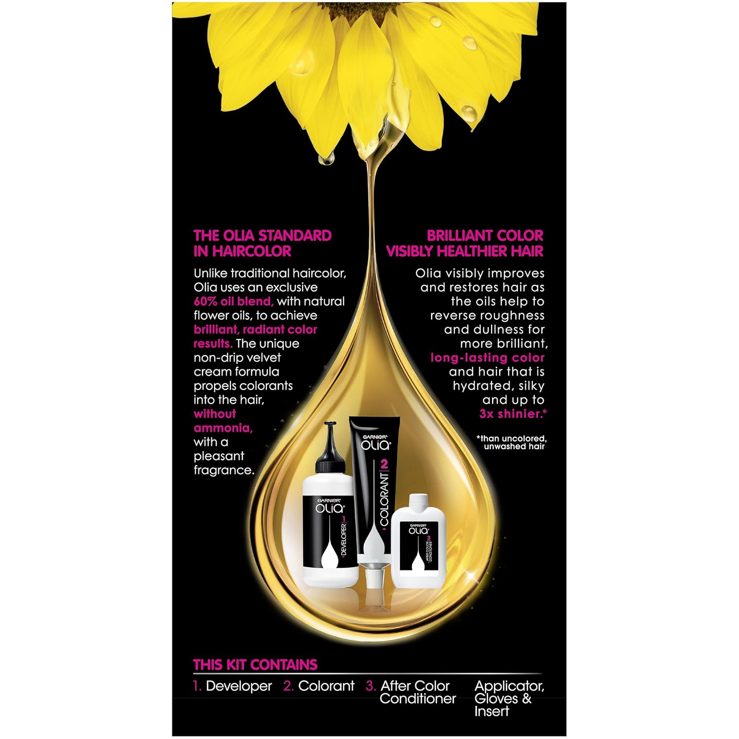 Garnier Olia Oil Powered Permanent Hair Color, 4.0 Dark Brown (Packaging May Vary), 2 Count : Beauty & Personal Care