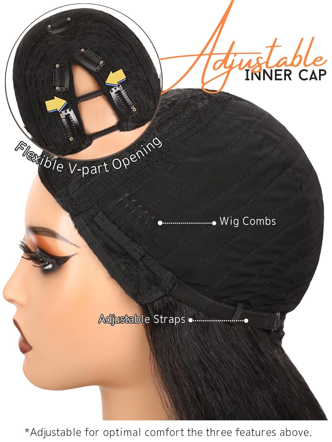 FAVE 26 Inch Yaki Curly V Part Wig Glueless Layered Half Wigs for Black Women Lightweight Synthetic Wigs Heat-Resistant Hair Replacement Wig Wear And Go